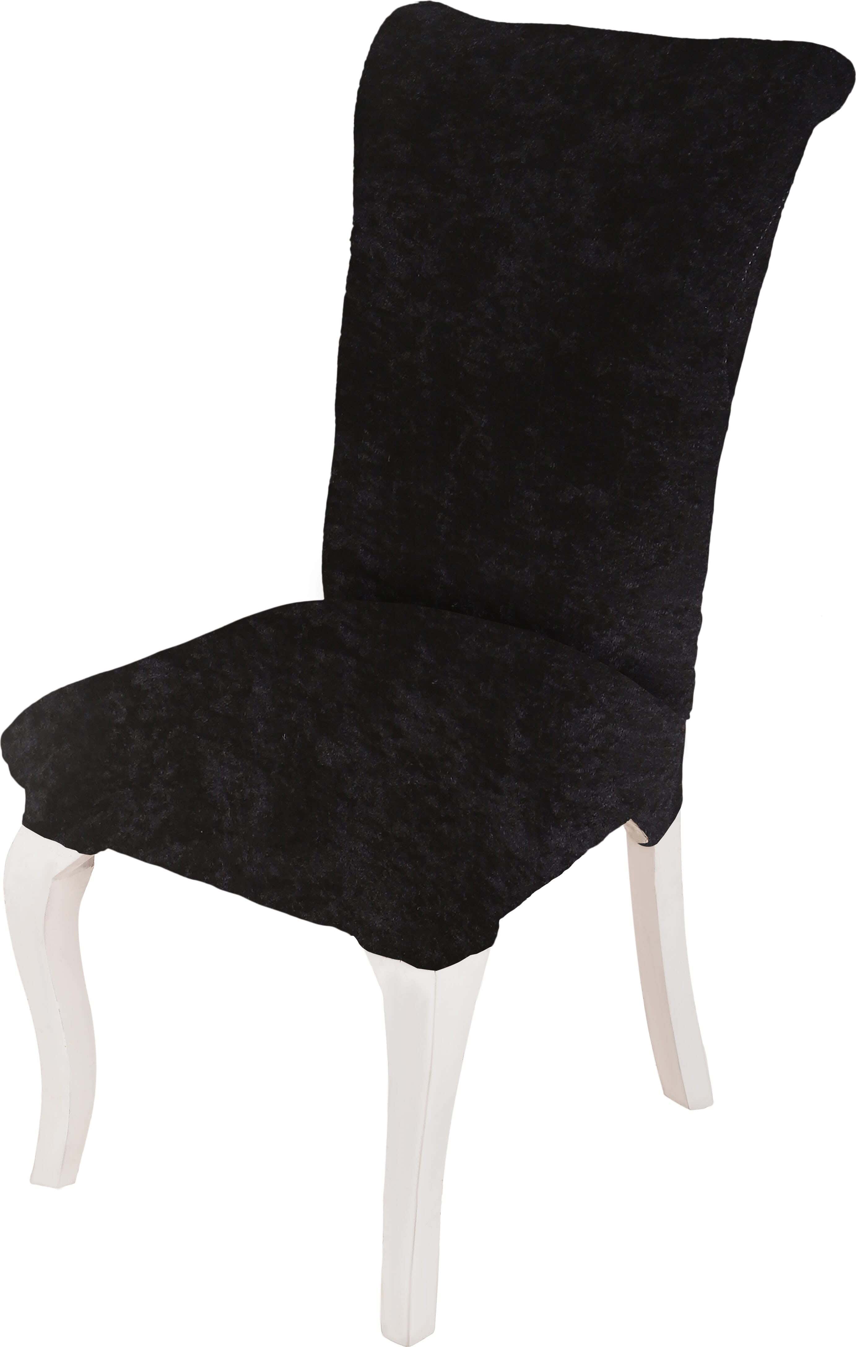 Turkan Velvet Dining Chair Cover, Free size, Approximately 145 grm- Black
