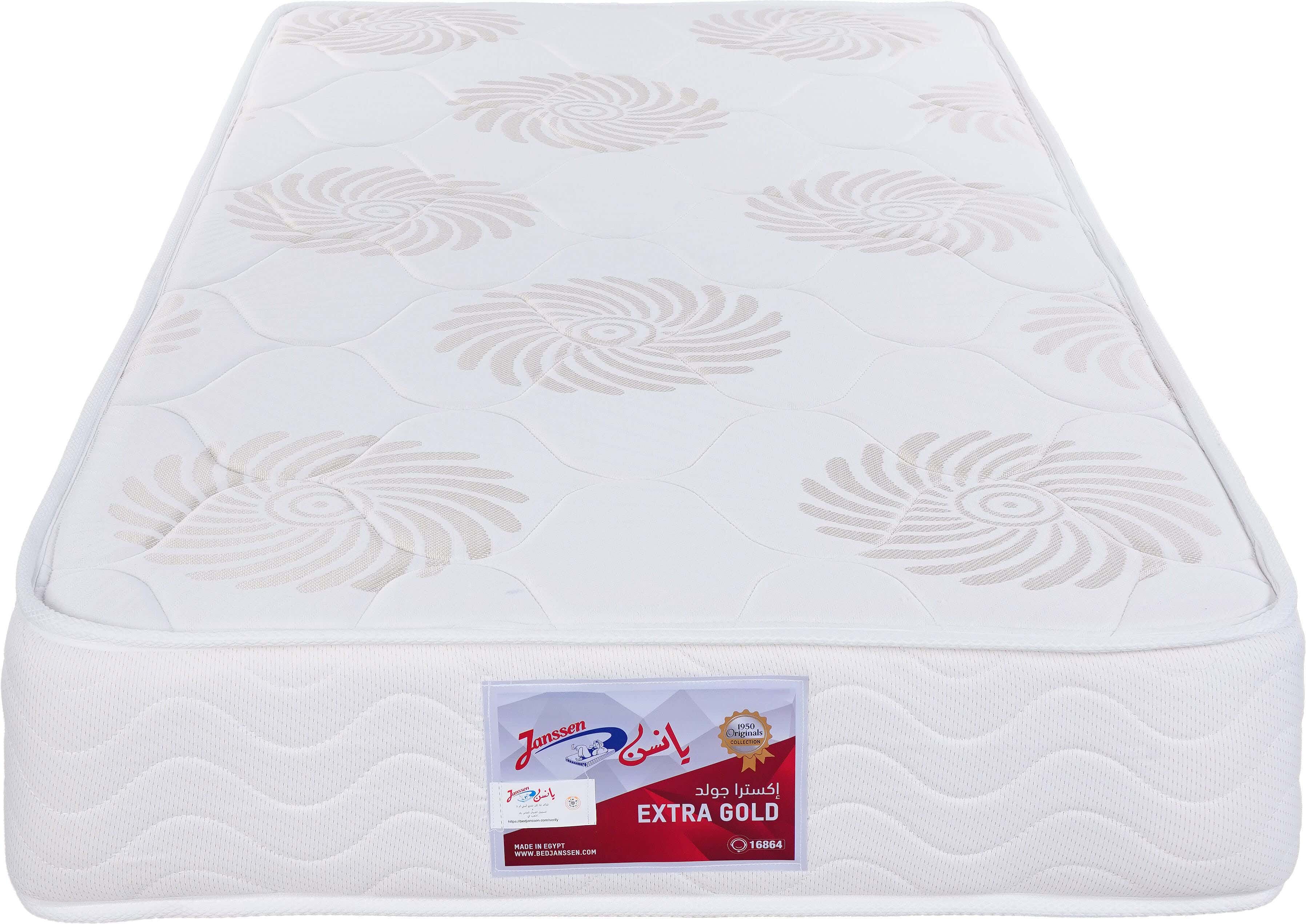 Janssen Double Net Extra Gold Mattress, Connected Springs, 100×195 cm, Height 24 cm - White Beige
