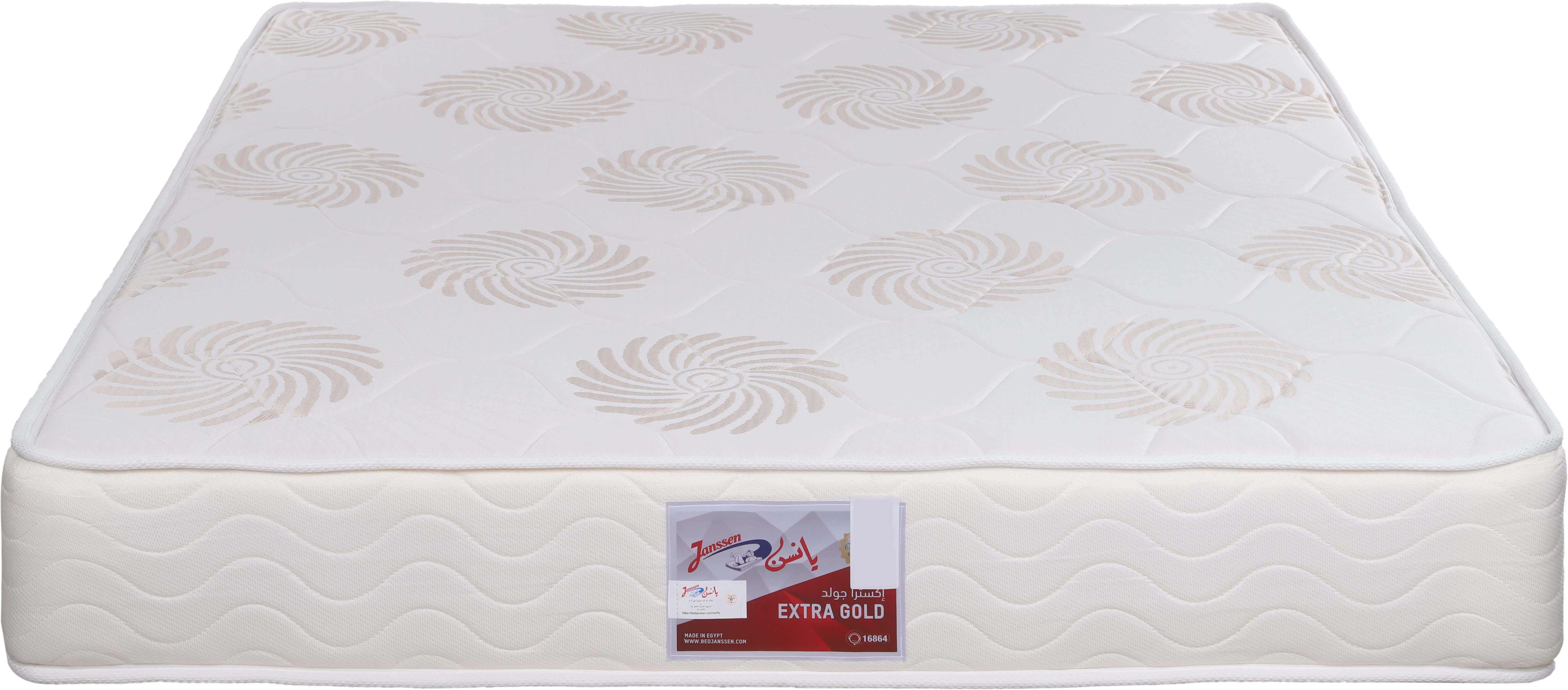 Janssen Extra Gold Double Net Mattress, Connected Springs, 150×195 cm, Height 24 cm - White Beige
