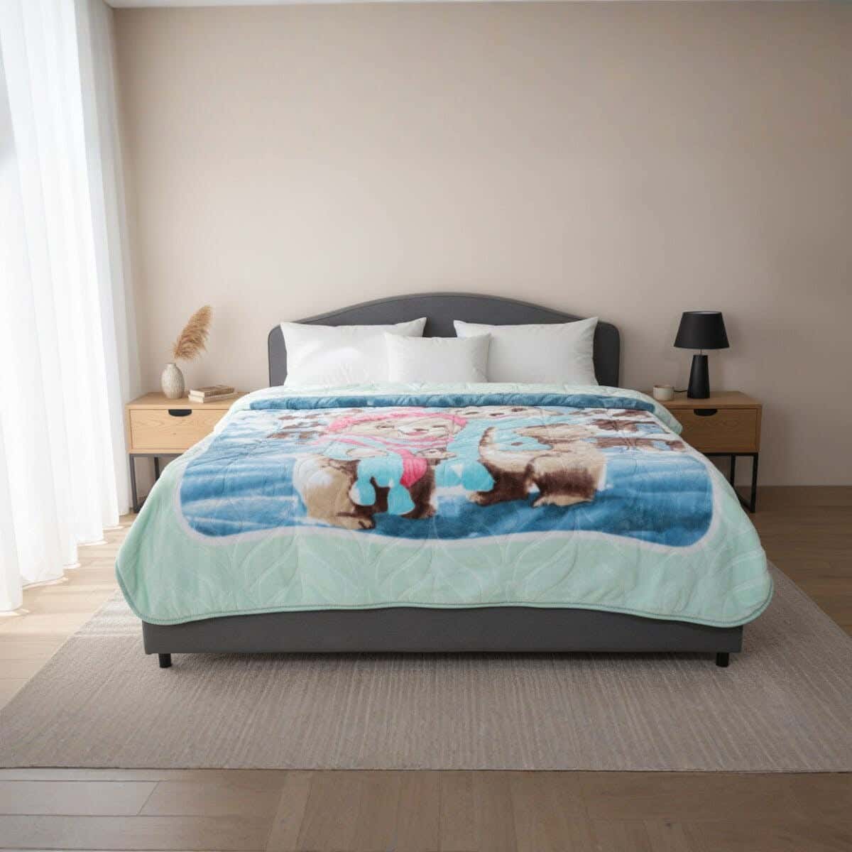 Romance Nova Velvet Children'S Blanket Set, 2 Pieces, 180×240 cm - Turquoise