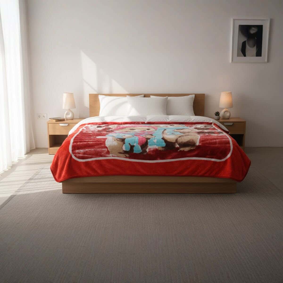 Romance Nova Velvet Children'S Blanket Set, 2 Pieces, 180×240 cm - Red