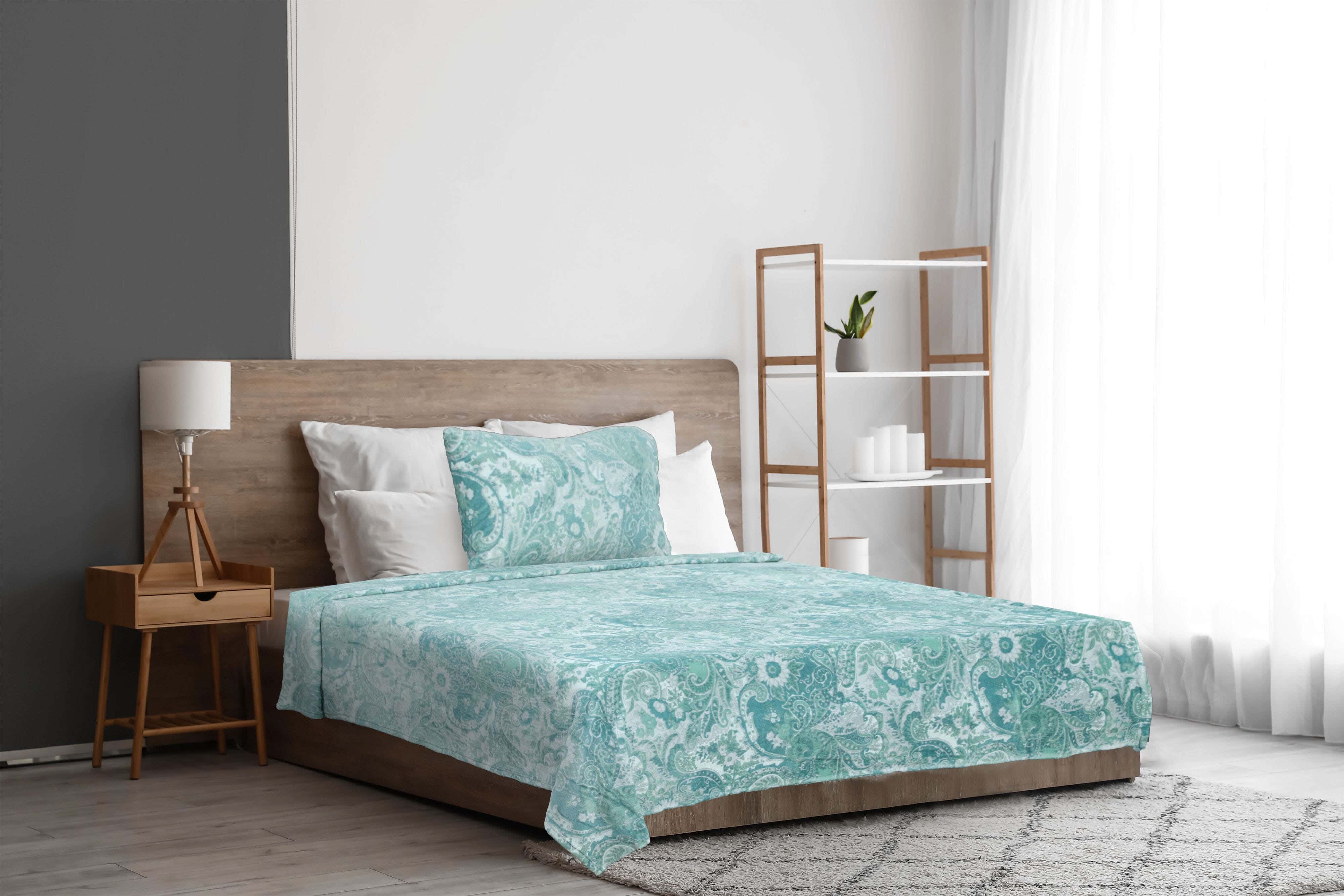 Velvet Youth Bed Heater Set, 4 Pieces, 220×180 cm, 3200 gm - Green