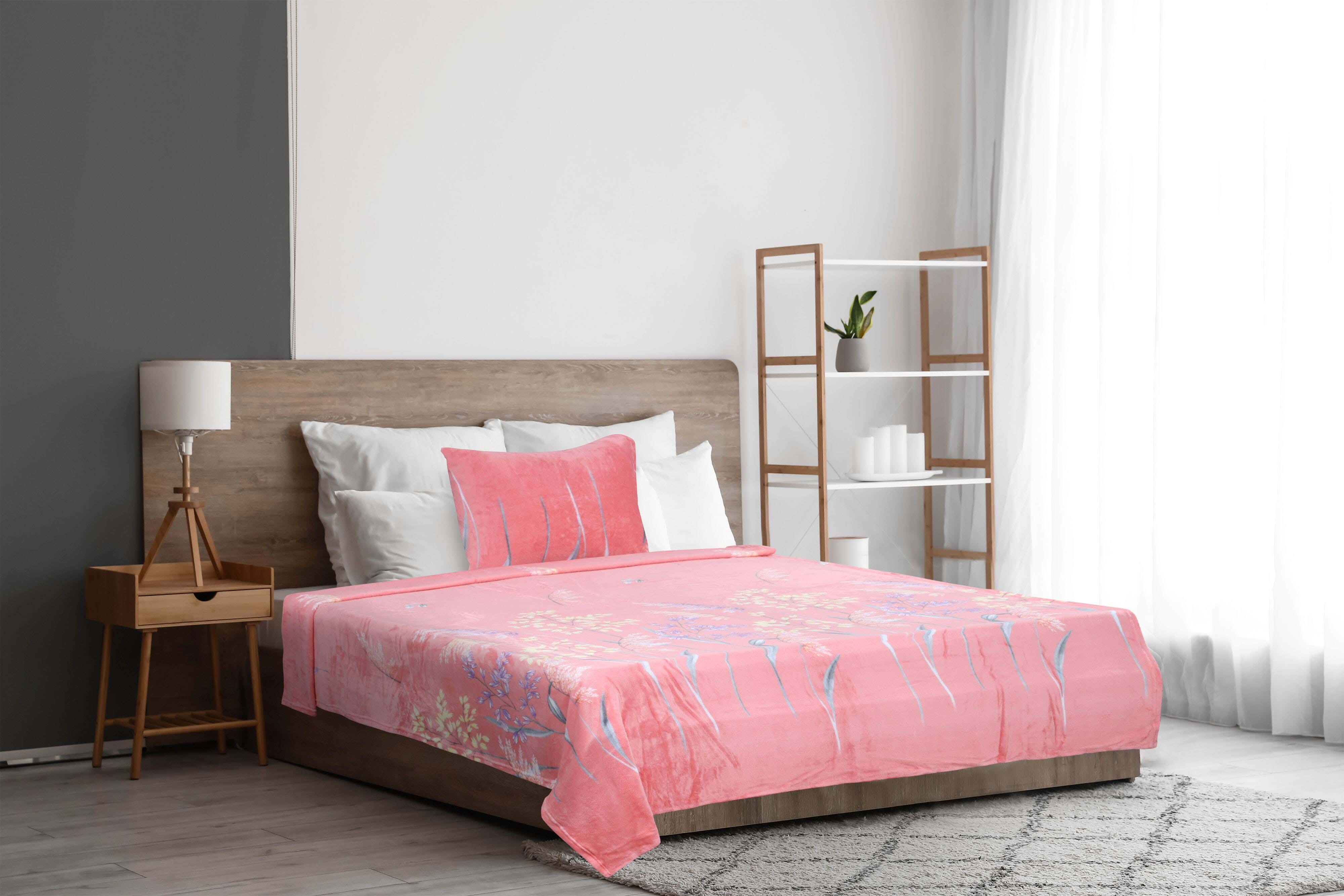 Velvet Youth Bed Heater Set, 4 Pieces, 220×180 cm, 3200 gm - Light Orange