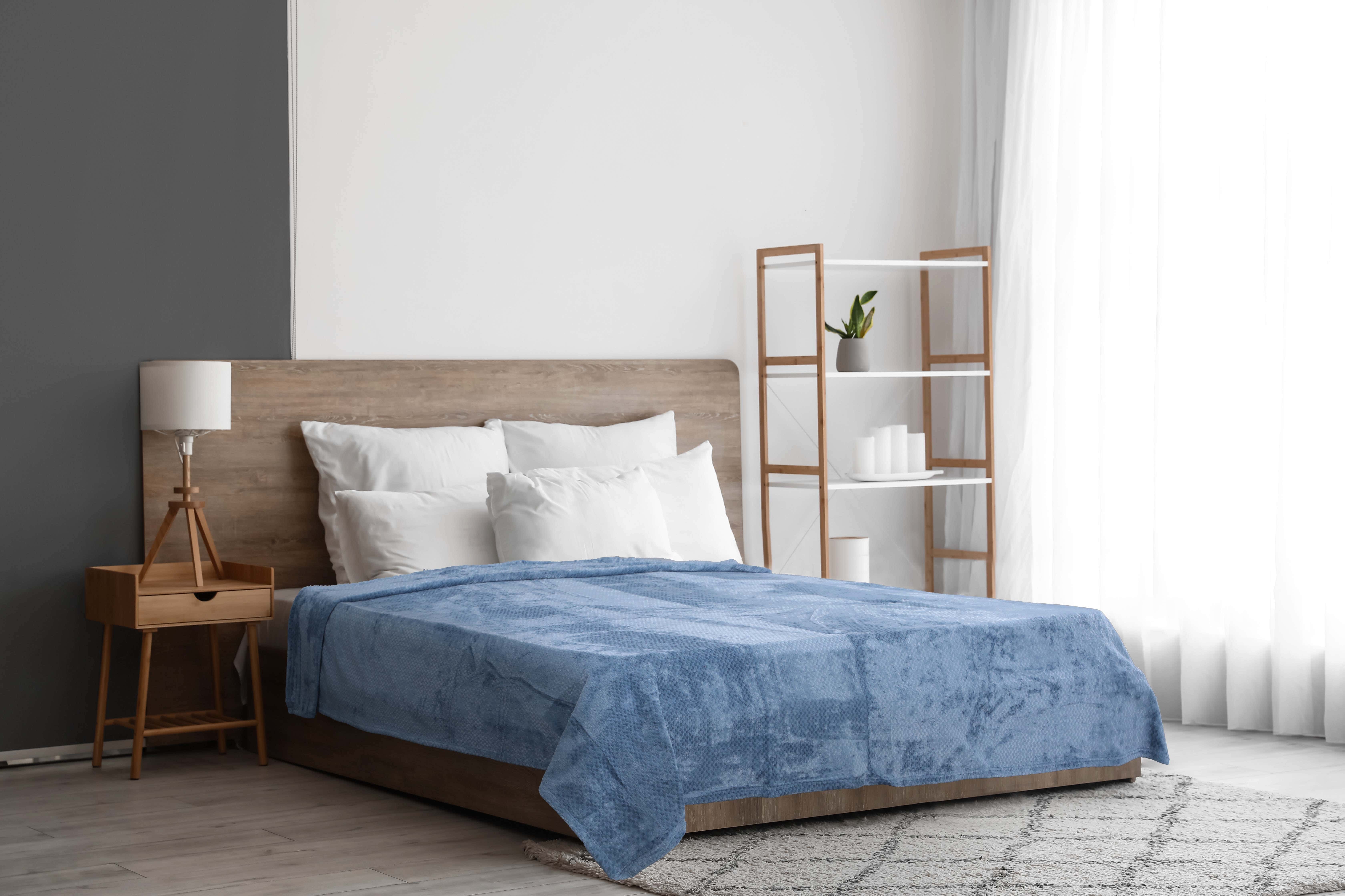 Morano Velvet Bed Heater, 220×240 cm, 1540 gm - Petrol