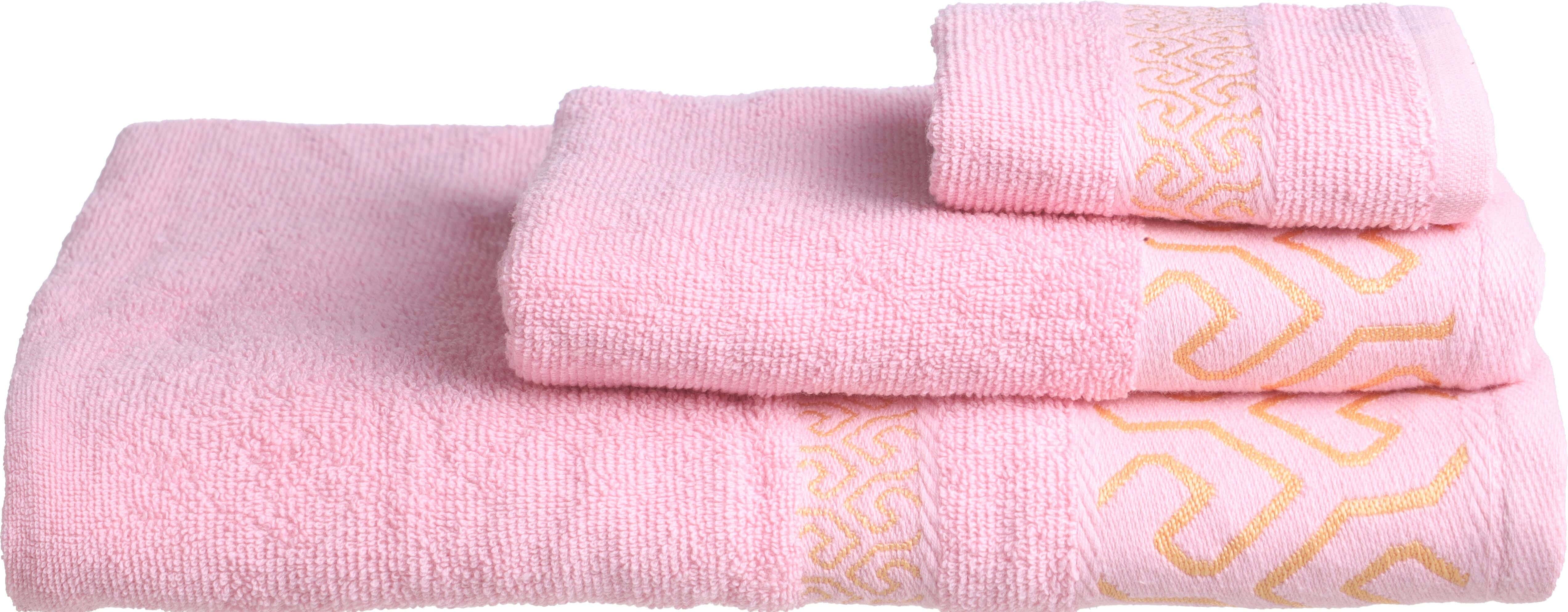 Firdaus Cotton Towel Set, 3 Pieces, 860 gm - Pink