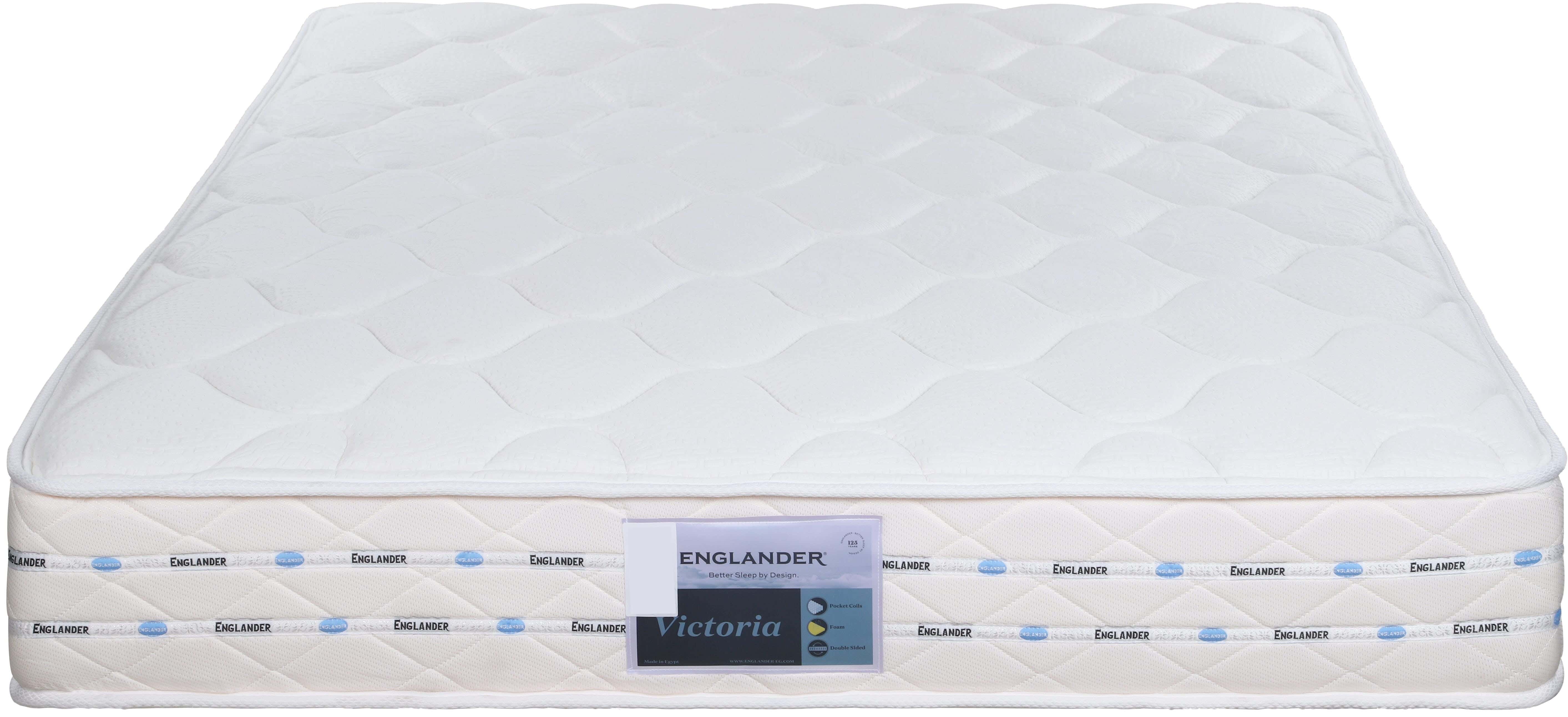 Englander Victoria Double Net Mattress, Separate Springs, 120×195 cm, Height 25 cm - White Beige