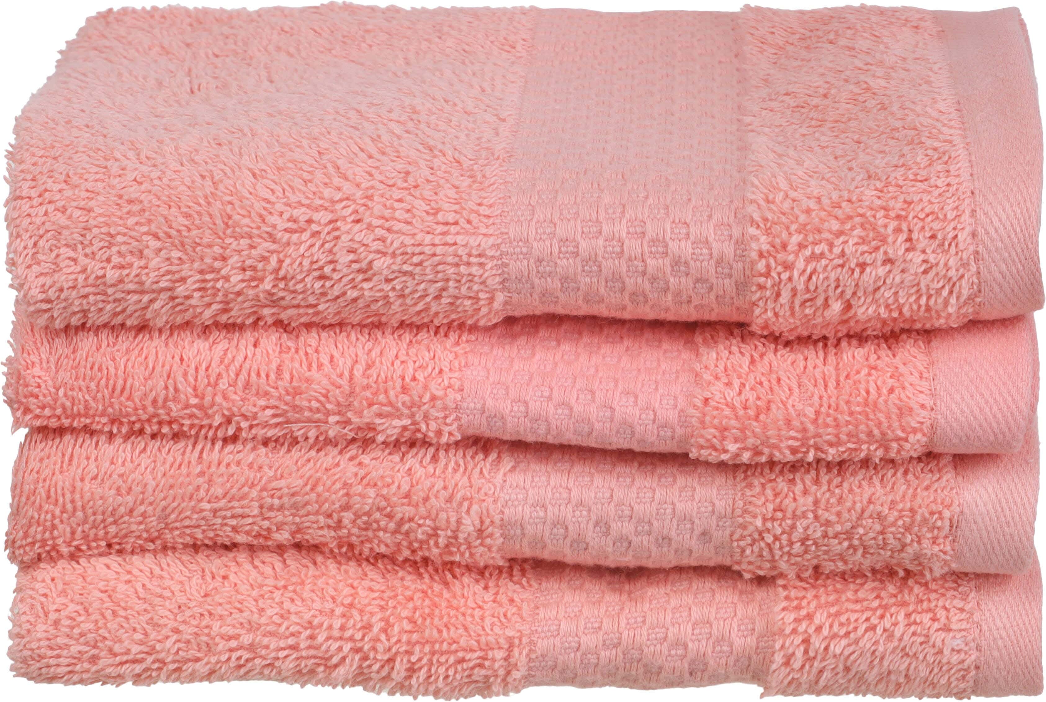 Mehalla Cotton Towel Set, 4 Pieces, 33×33 cm, 600 gm - Pink
