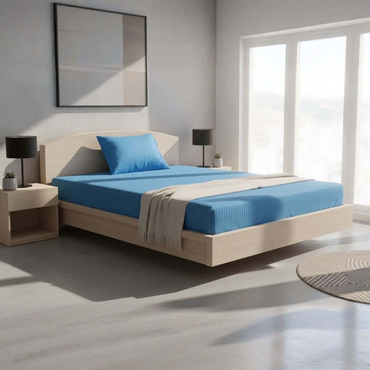 Mehalla Cotton Bed sheet set with elastic Band, 2 pieces, 200×120 cm, height 35 cm - Petrol