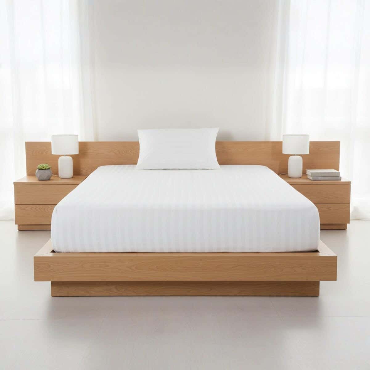 Mehalla Cotton Bed sheet set with elastic Band, 2 pieces, 200×120 cm, height 35 cm - White
