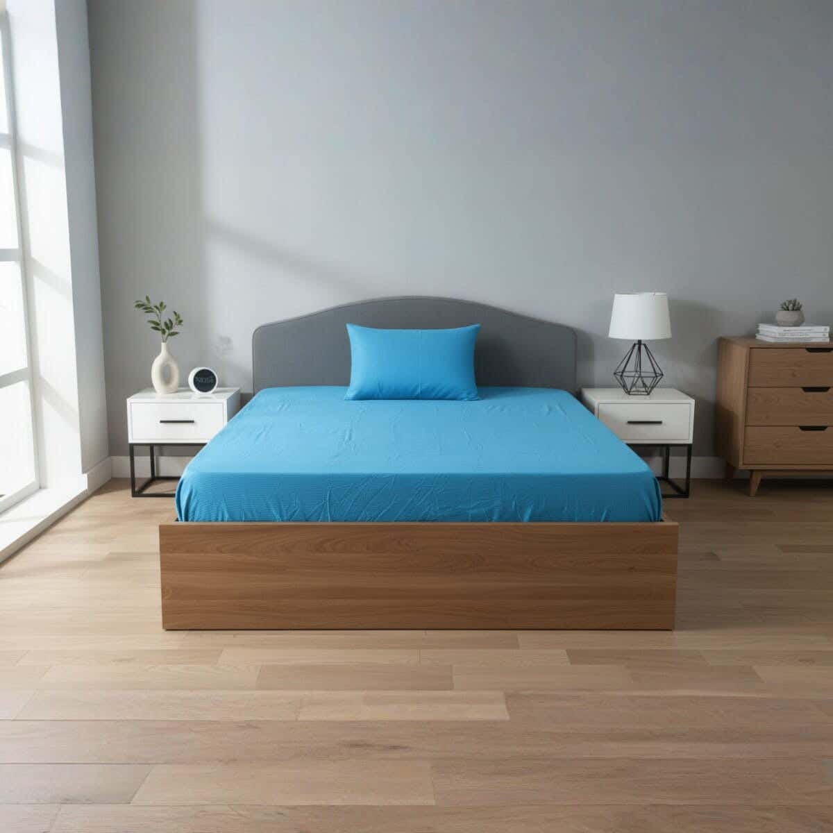 Mehalla Cotton Bed sheet set with elastic Band, 2 pieces, 200×120 cm, height 35 cm - Petrol