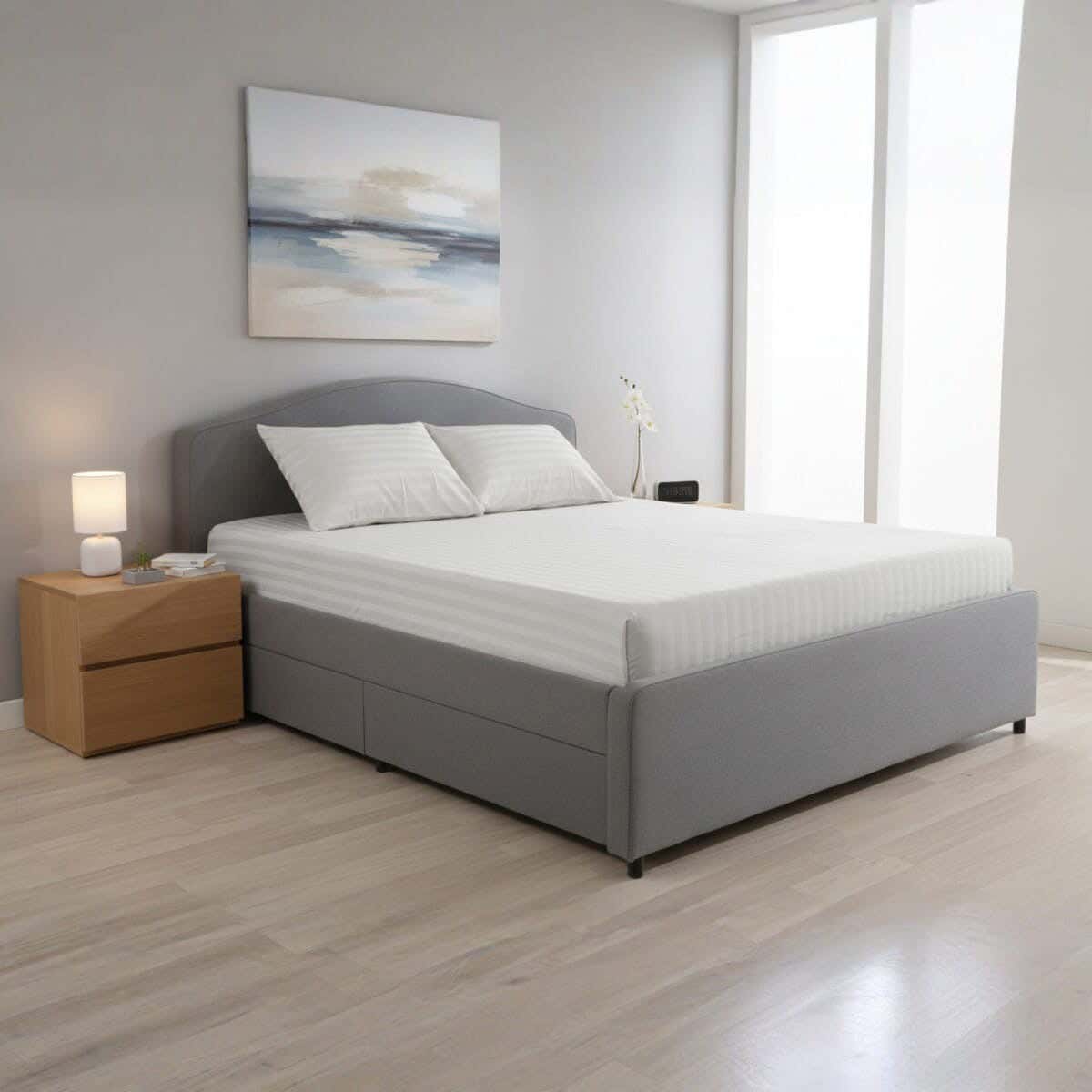Mehalla Cotton Bed sheet set with elastic Band, 3 pieces, 200×160 cm, height 35 cm - Light Grey