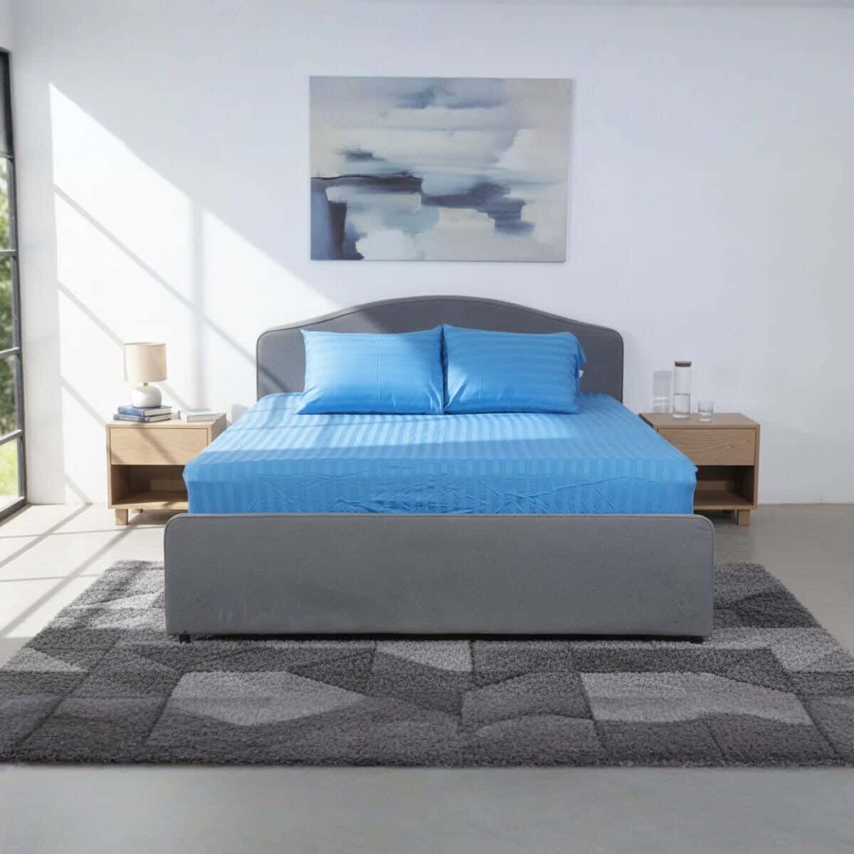 Mehalla Cotton Bed sheet set with elastic Band, 3 pieces, 200×160 cm, height 35 cm - Petrol