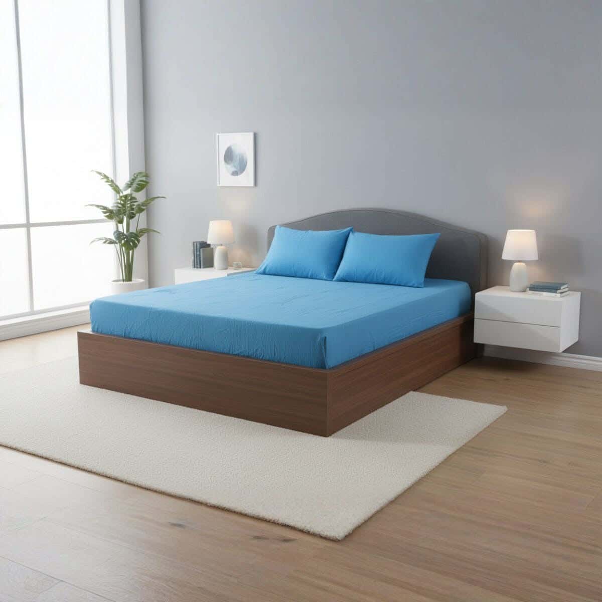 Mehalla Cotton Bed sheet set with elastic Band, 3 pieces, 200×160 cm, height 35 cm - Petrol