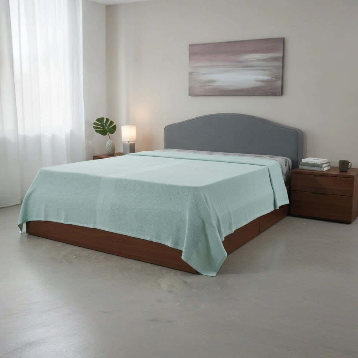 Mehalla Cotton Comforter, 230×250 cm, 375 gm - Light Green