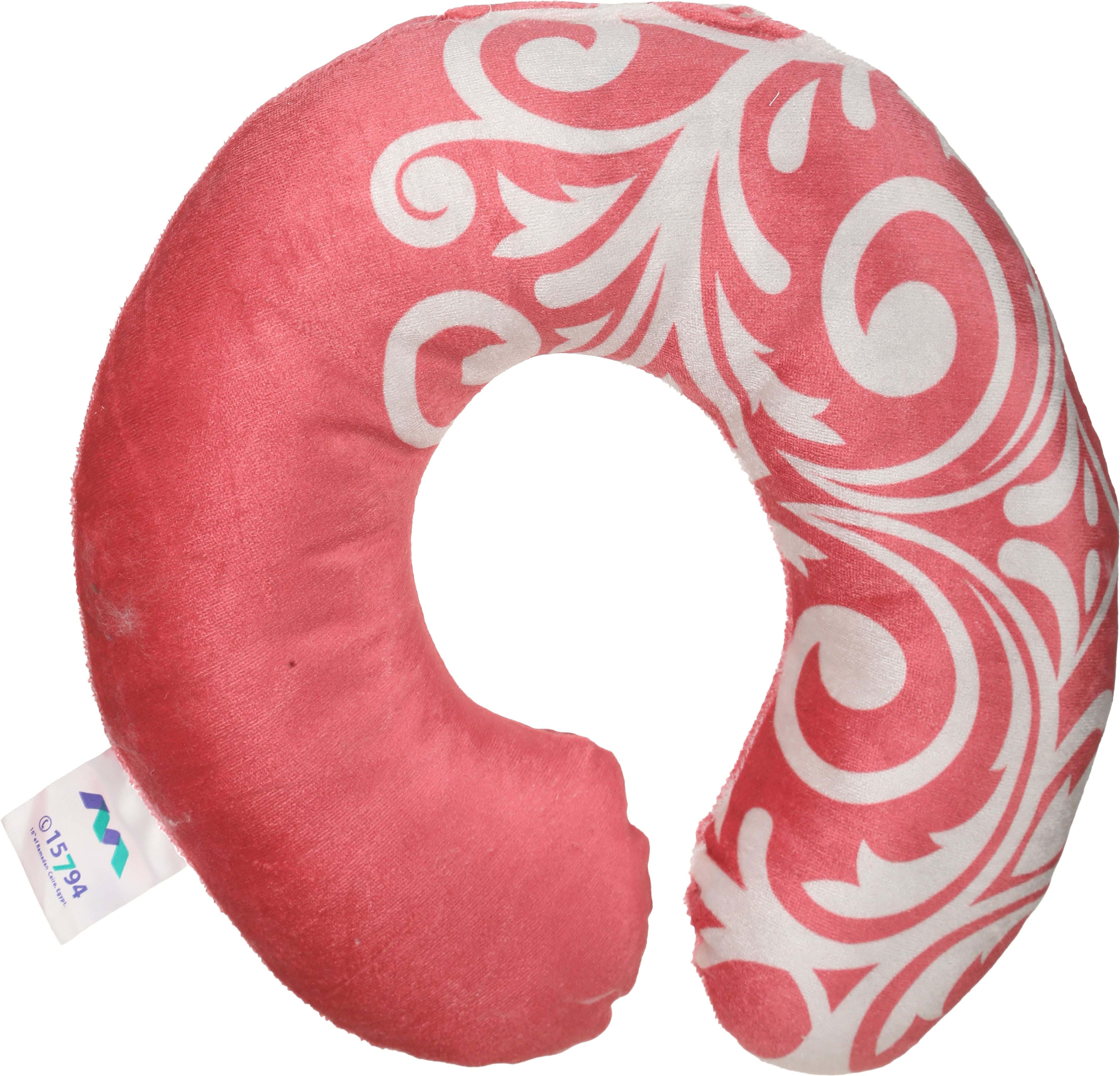 Al Maamoun Fiber Neck Pillow, 25×25 cm, approximately 200 grm - Pink Off White