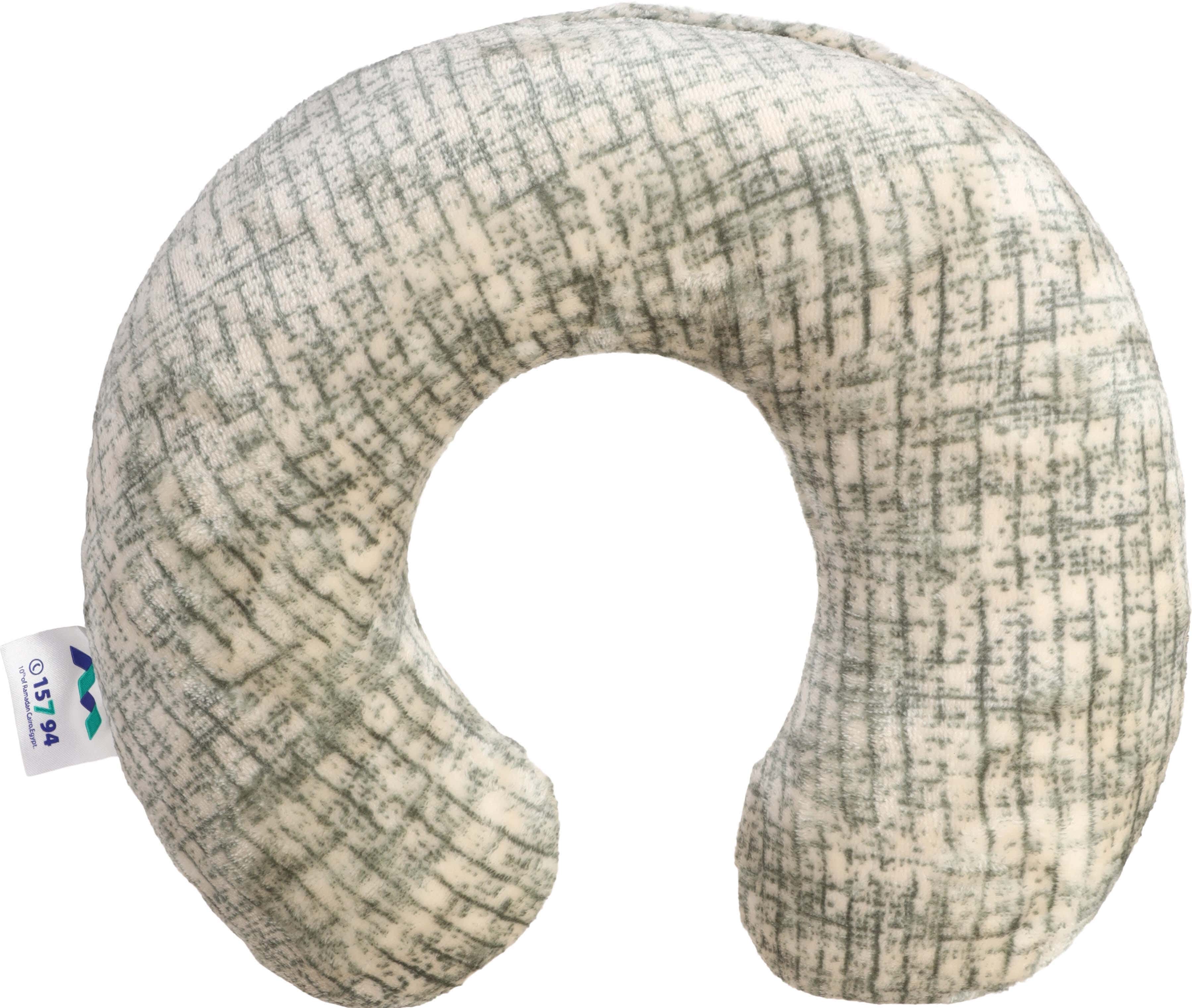 Al Maamoun Fiber Neck Pillow, 25×25 cm, approximately 200 grm - Green White
