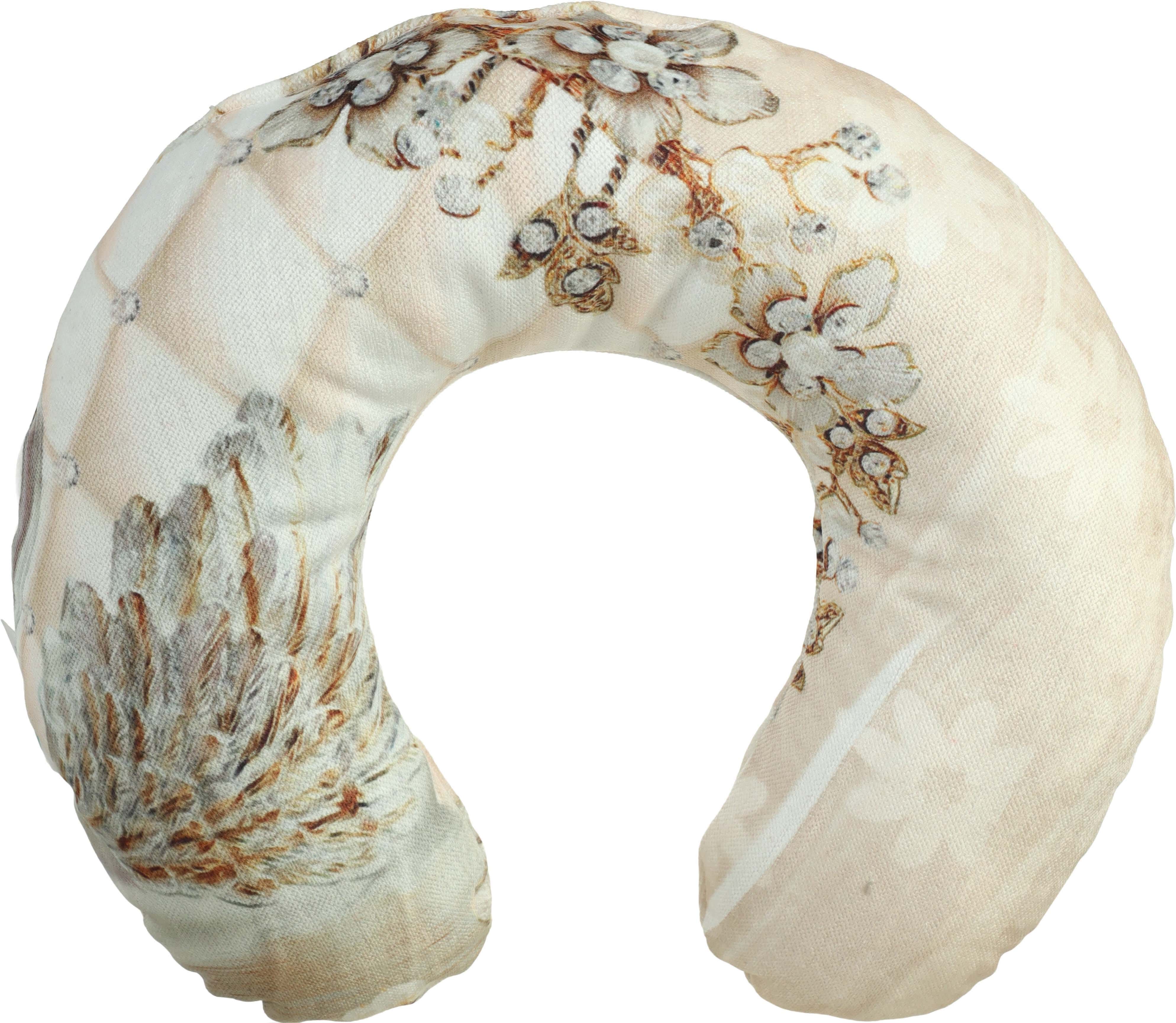 Al Maamoun Fiber Neck Pillow, 25×25 cm, approximately 200 grm - Beige Olive