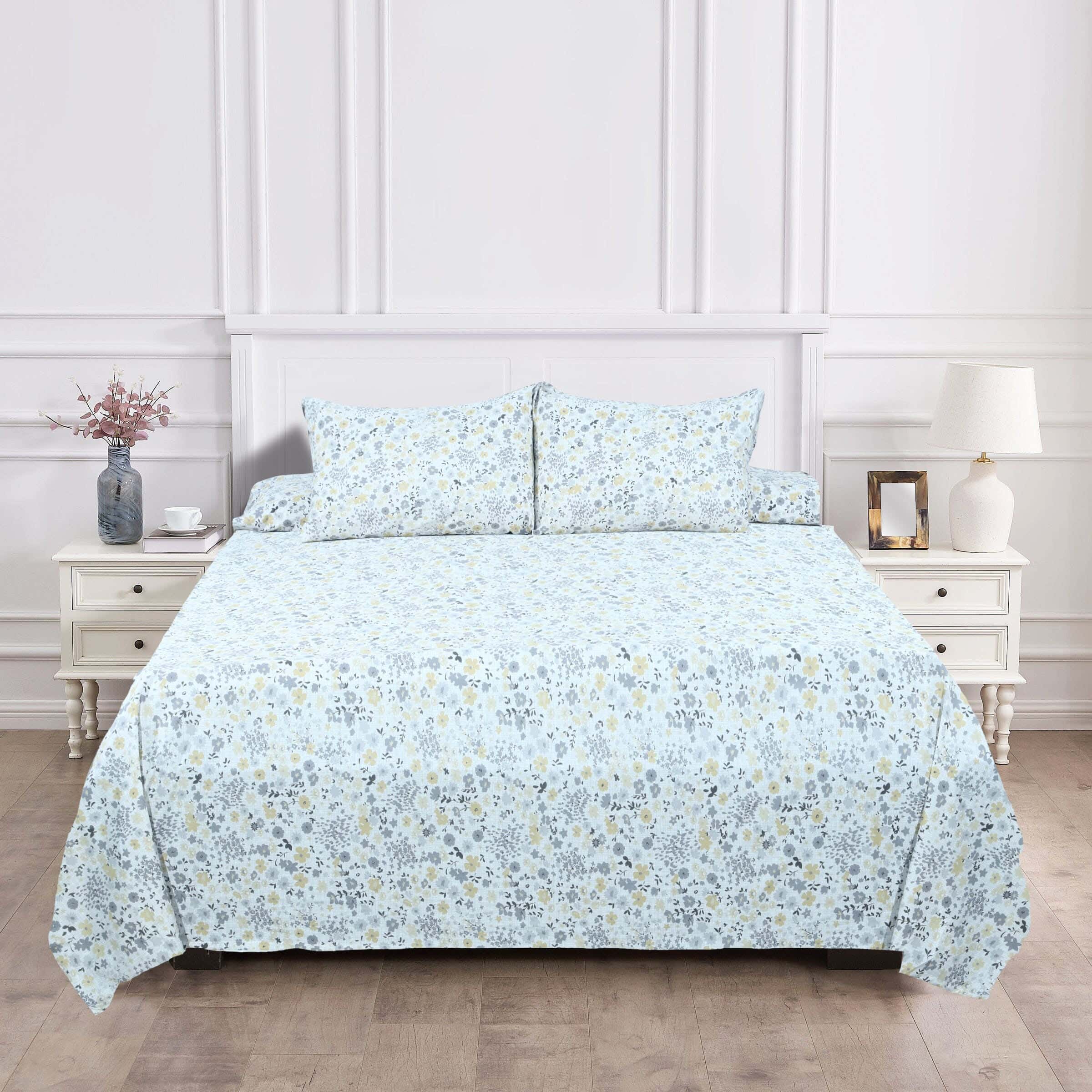 Lavie Cotton Bedding Sheet Set, 4 Pieces, 240x260 cm, 1300 gm - Multicolor