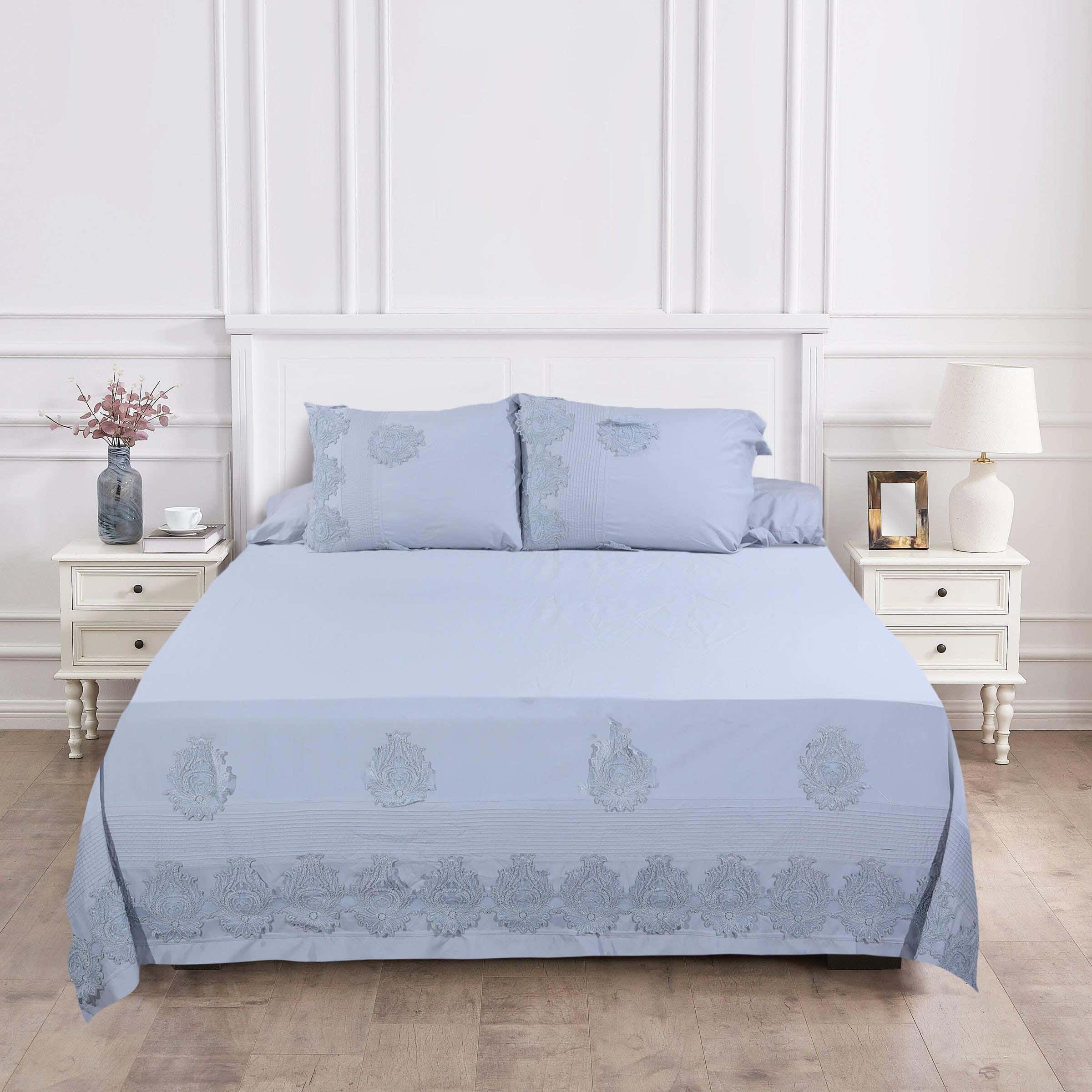 Viva Cotton Bed Sheet Set, 4 Pieces, 240×260 cm, 3000 gm - Grey