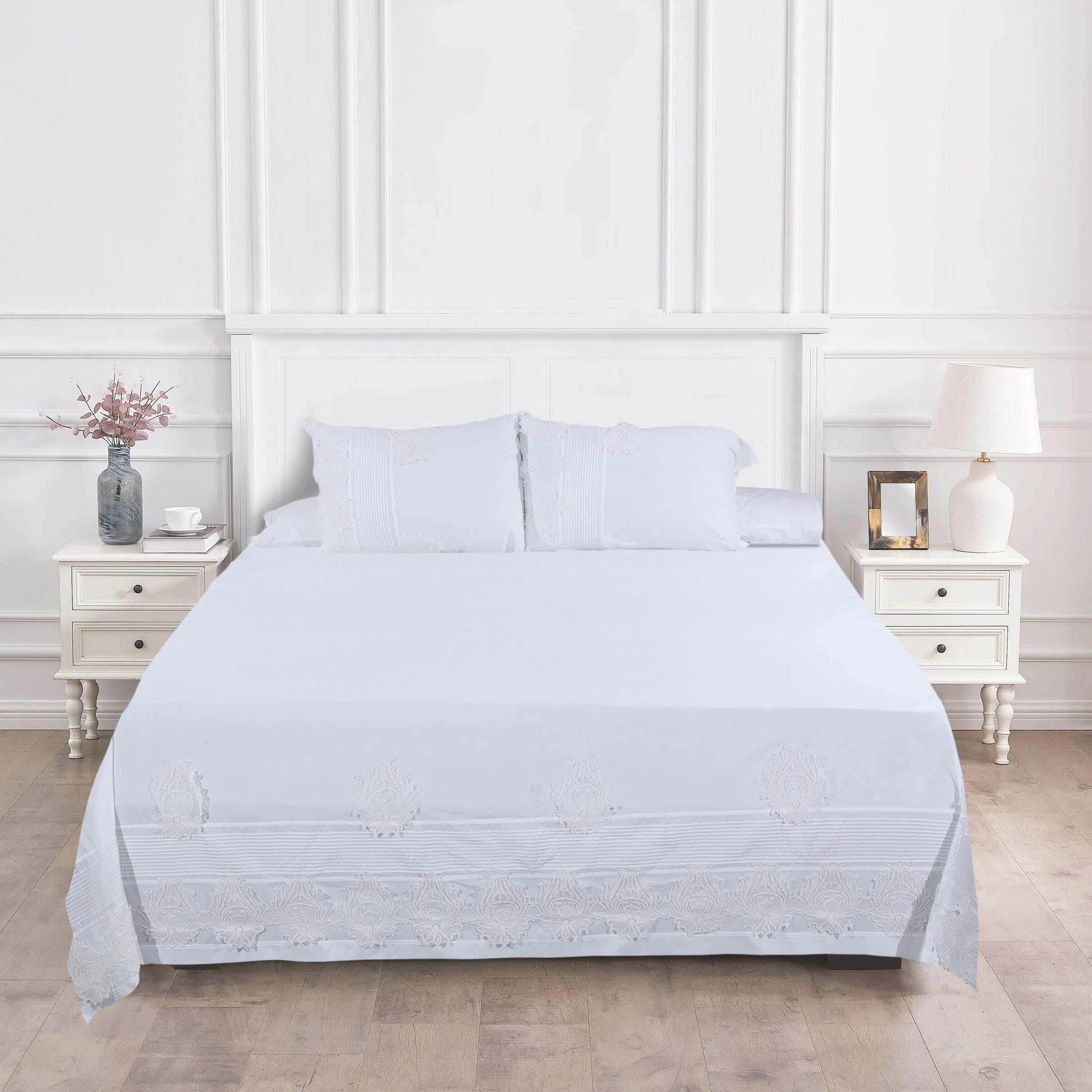 Viva Cotton Bed Sheet Set, 4 Pieces, 240×260 cm, 3000 gm - Off White