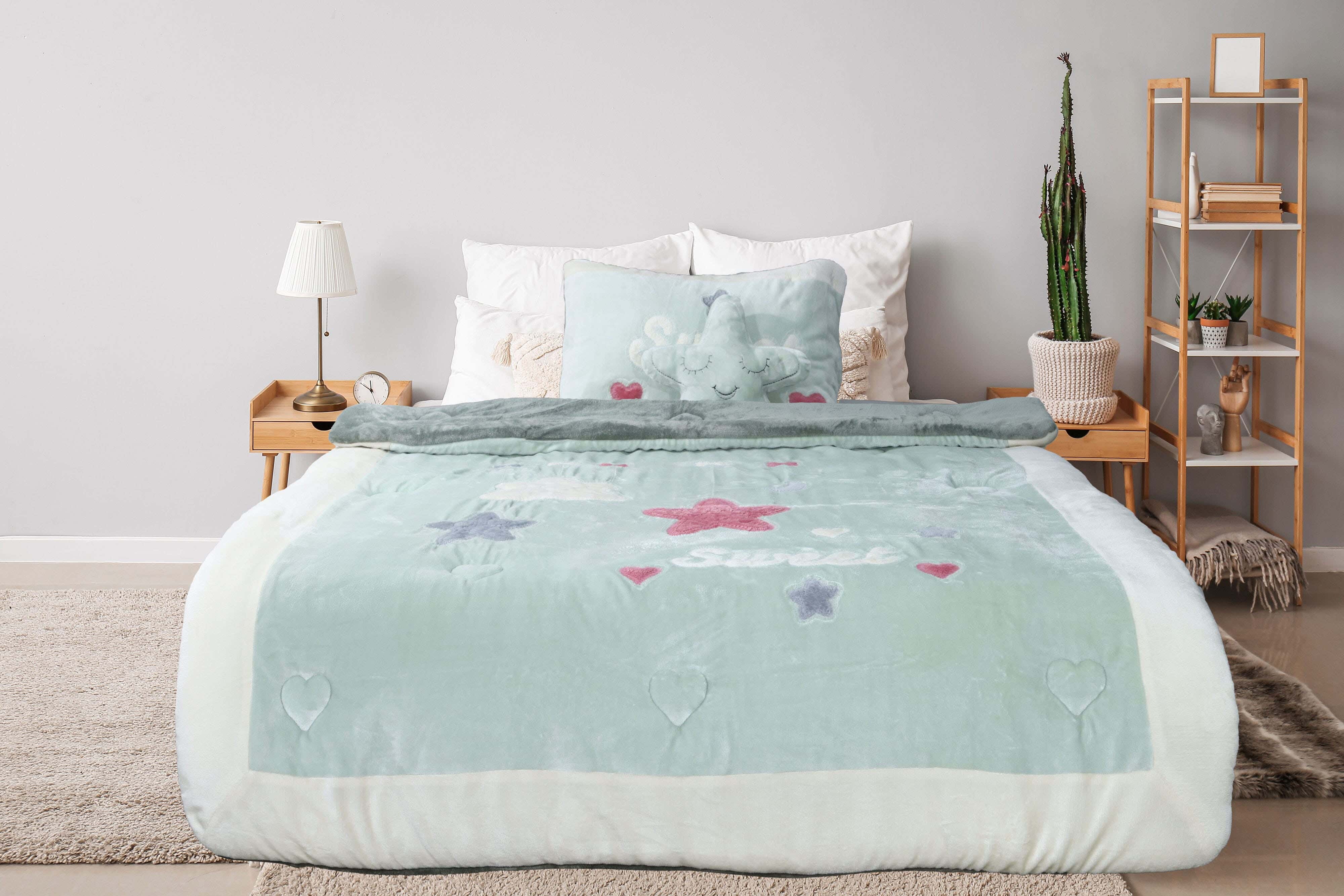 Denzli Velvet Children Quilt Set, 6 Pieces, 240x190 cm, 10 kg - Turquoise