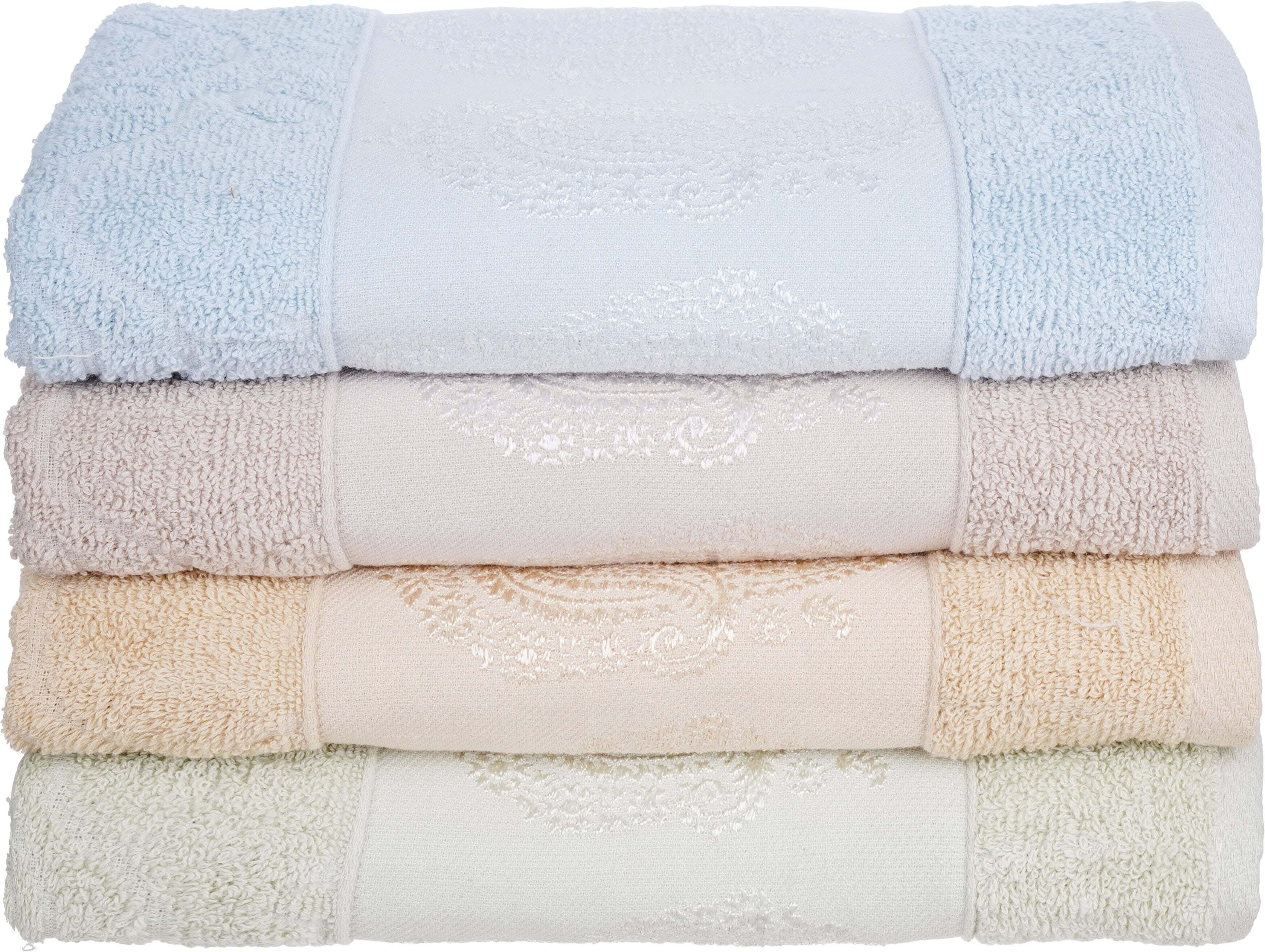 Bolares Jacquard Cotton Towel Set, 4 Pieces, 115×60 cm, 300 gm Approx - Multicolor