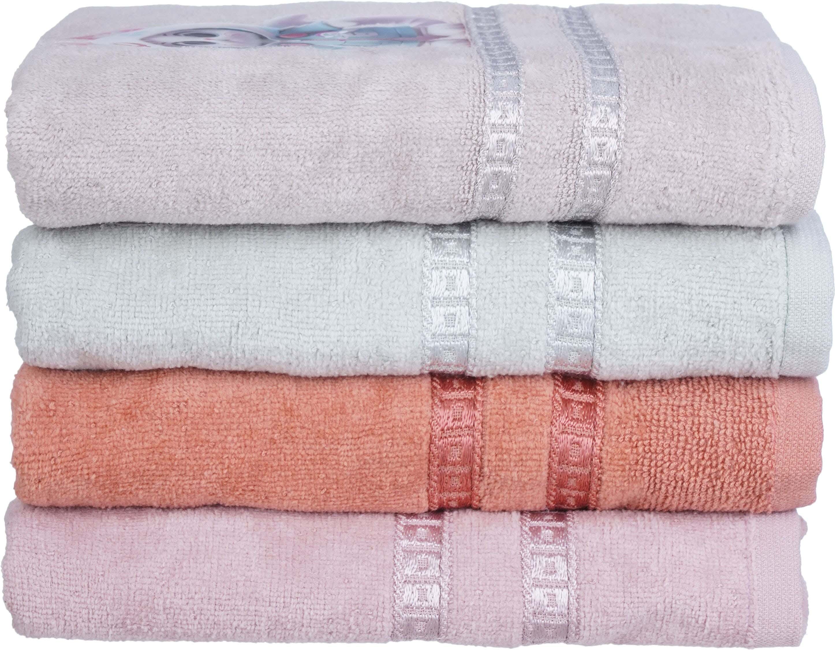 ELKHERGAWY Cotton×Velvet Towel Set, 4 Pieces, 110×55 cm, 250 grm - Multicolor