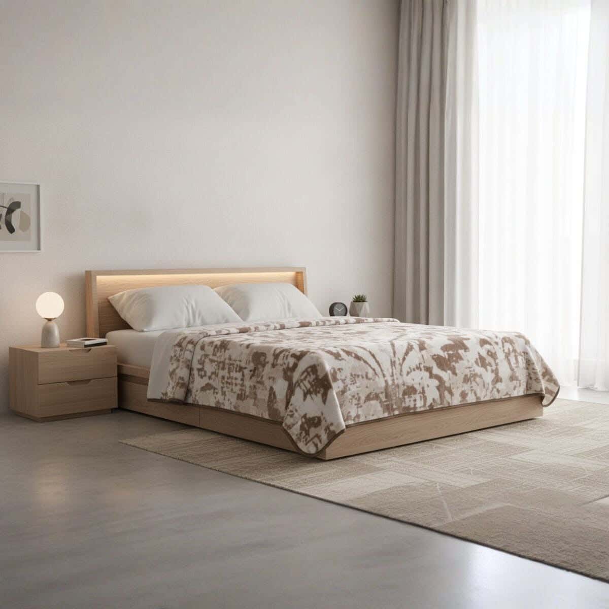 Morano Velvet Single Layer Blanket, 220x240 cm, 3750 gm - Beige