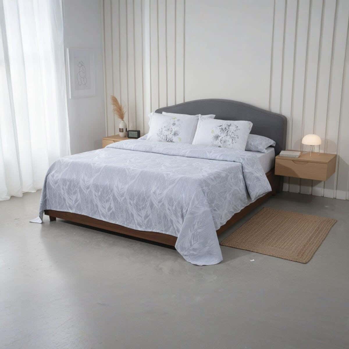 Cotton bed sheet set, 4 pieces, 270×250 cm, 2100 grams - Grey