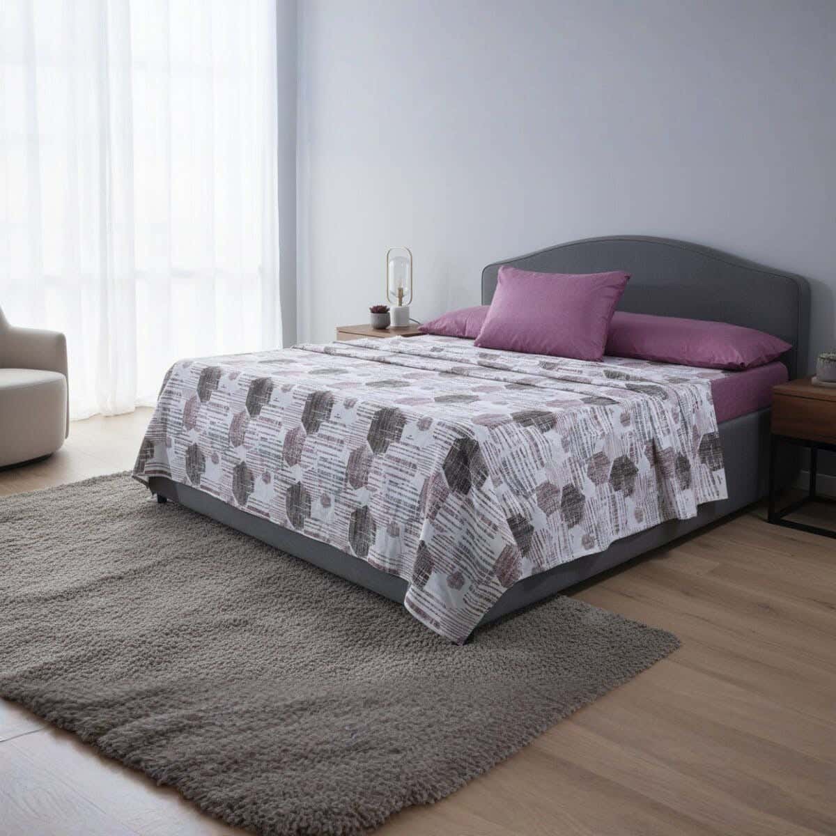 Hana Cotton Youth Bed Sheet Set, 6 Pieces, 240x180 cm, 1800 gsm - Multicolor