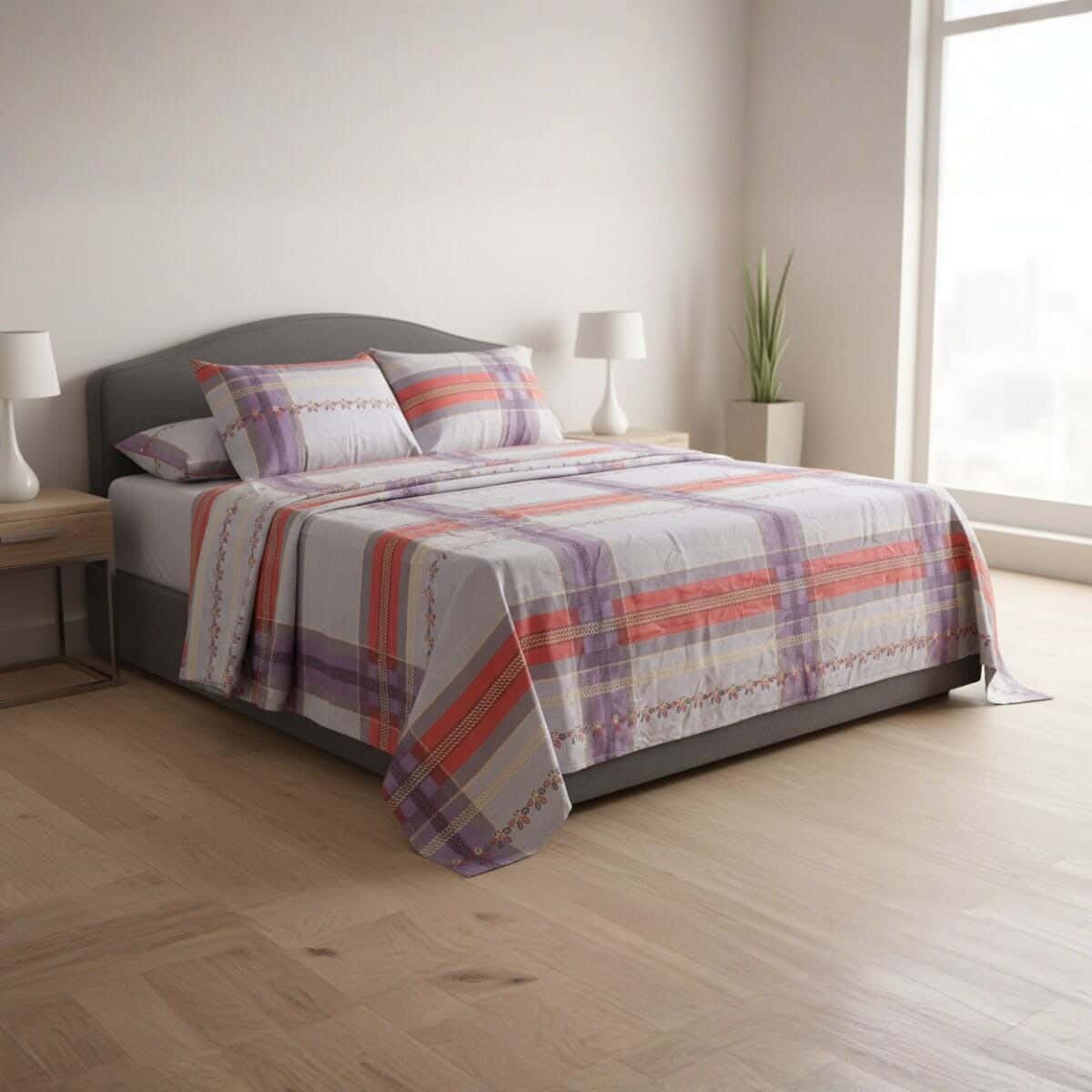 For Furniture Microfiber Bed Sheet Set, 4 Pieces, 240×260 cm, 1900 gm - Multicolor