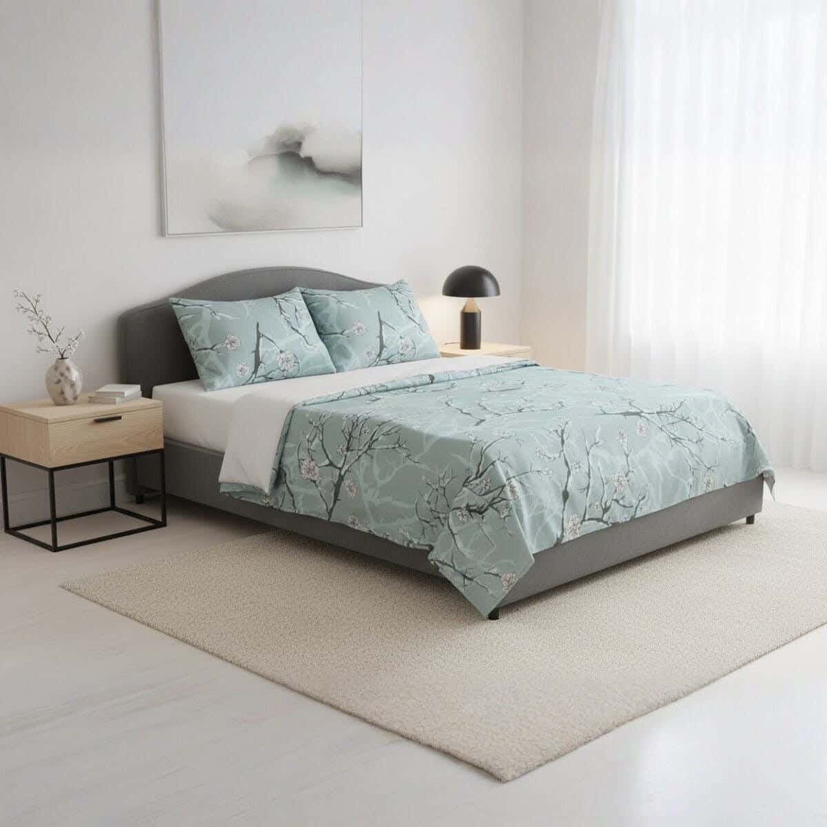For Furniture Microfiber Bed Sheet Set, 4 Pieces, 240×260 cm, 1900 gm - Olive