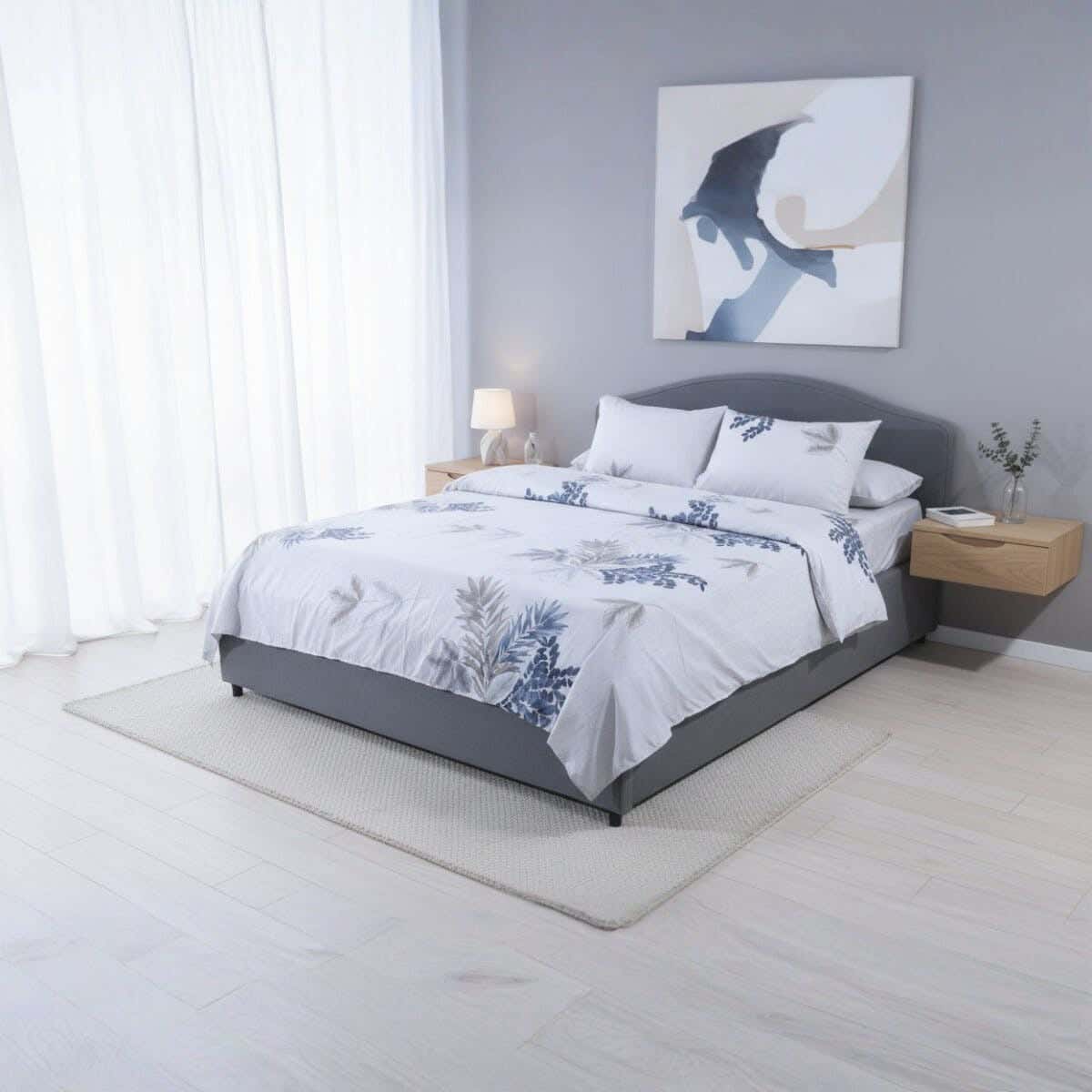 For Furniture Microfiber Bed Sheet Set, 4 Pieces, 240×260 cm, 1900 gm - Grey