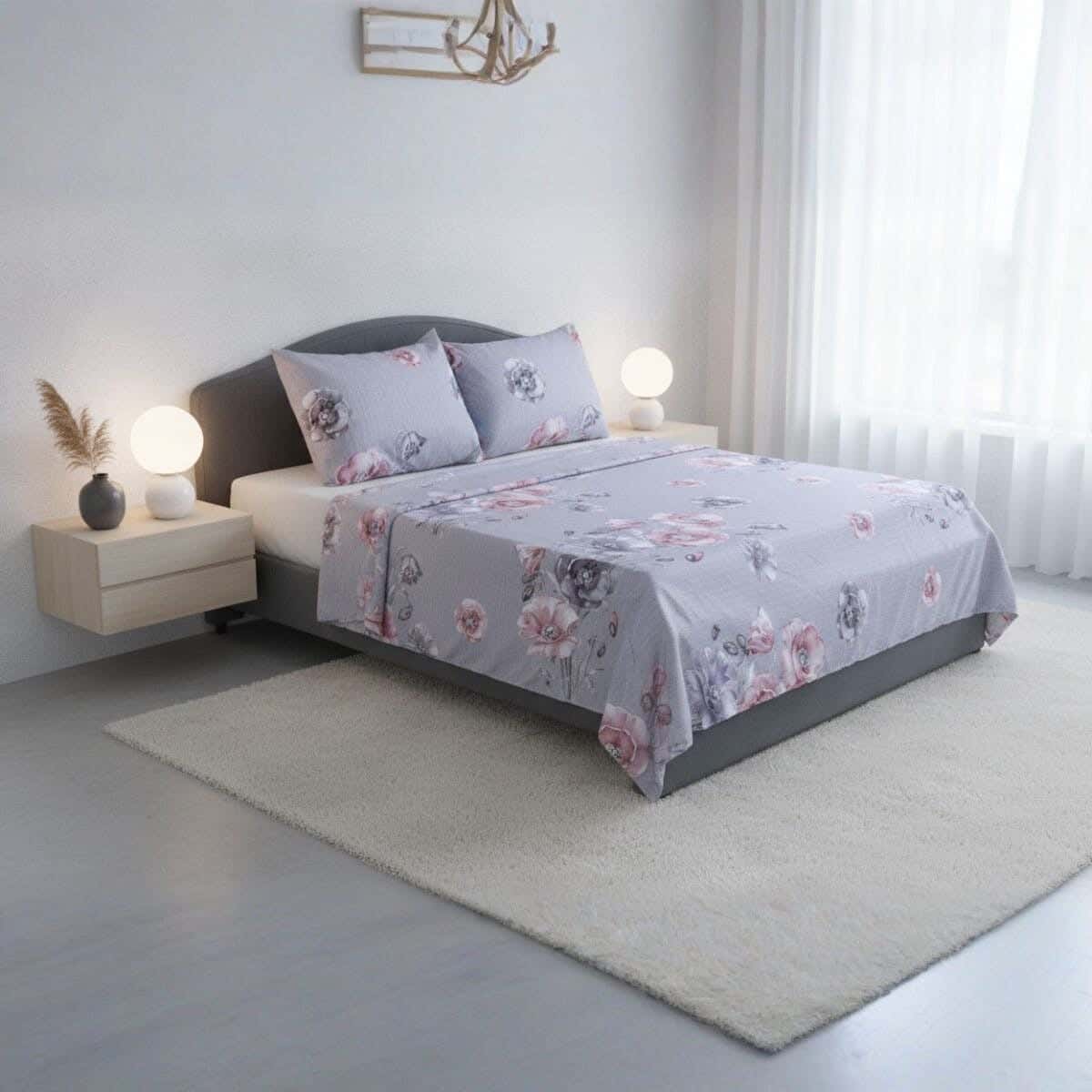 For Furniture Microfiber Bed Sheet Set, 4 Pieces, 240×260 cm, Approximately 1900 grm - Multicolor