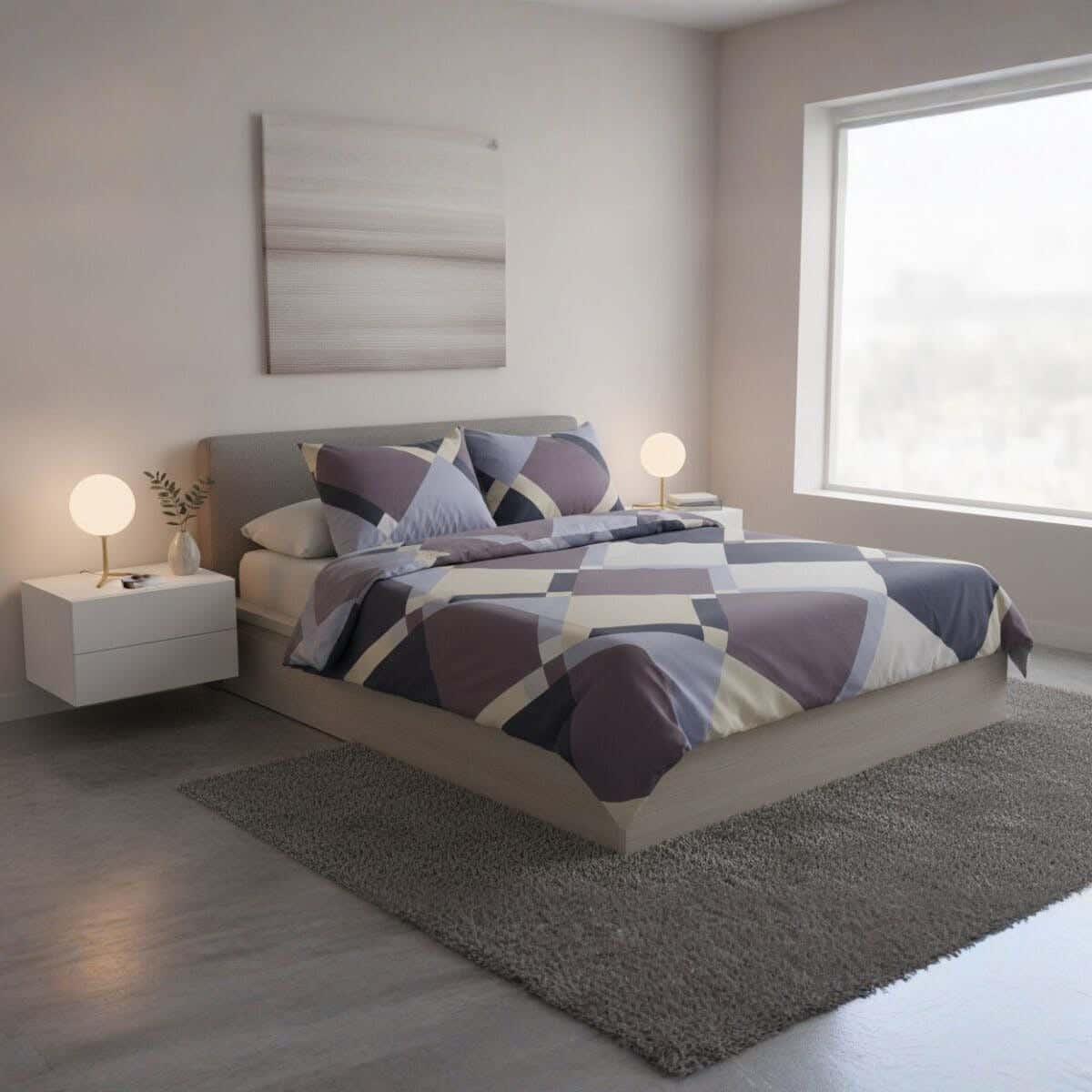 For Furniture Microfiber Bed Sheet Set, 4 Pieces, 240×260 cm, 1900 gm - Multicolor