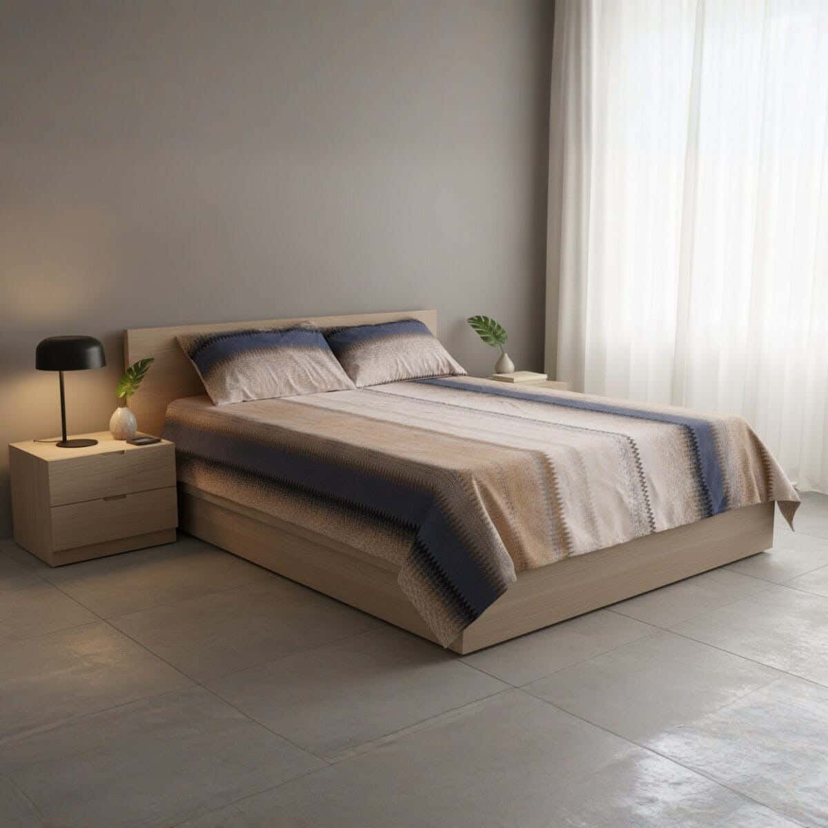 For Furniture Microfiber Bed Sheet Set, 4 Pieces, 240×260 cm, 1900 gm - Multicolor