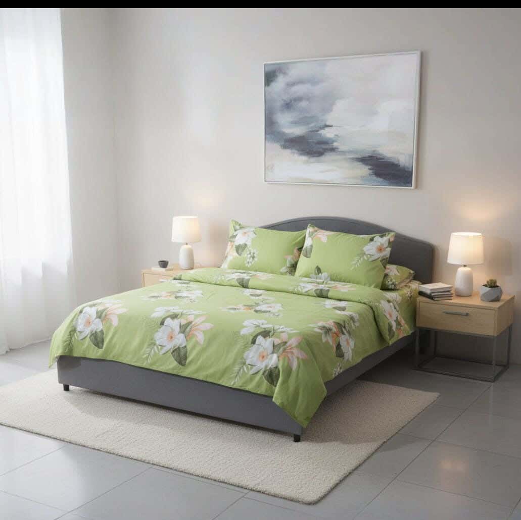 For Furniture Microfiber Bed Sheet Set, 4 Pieces, 240×260 cm, 1900 gm - Green