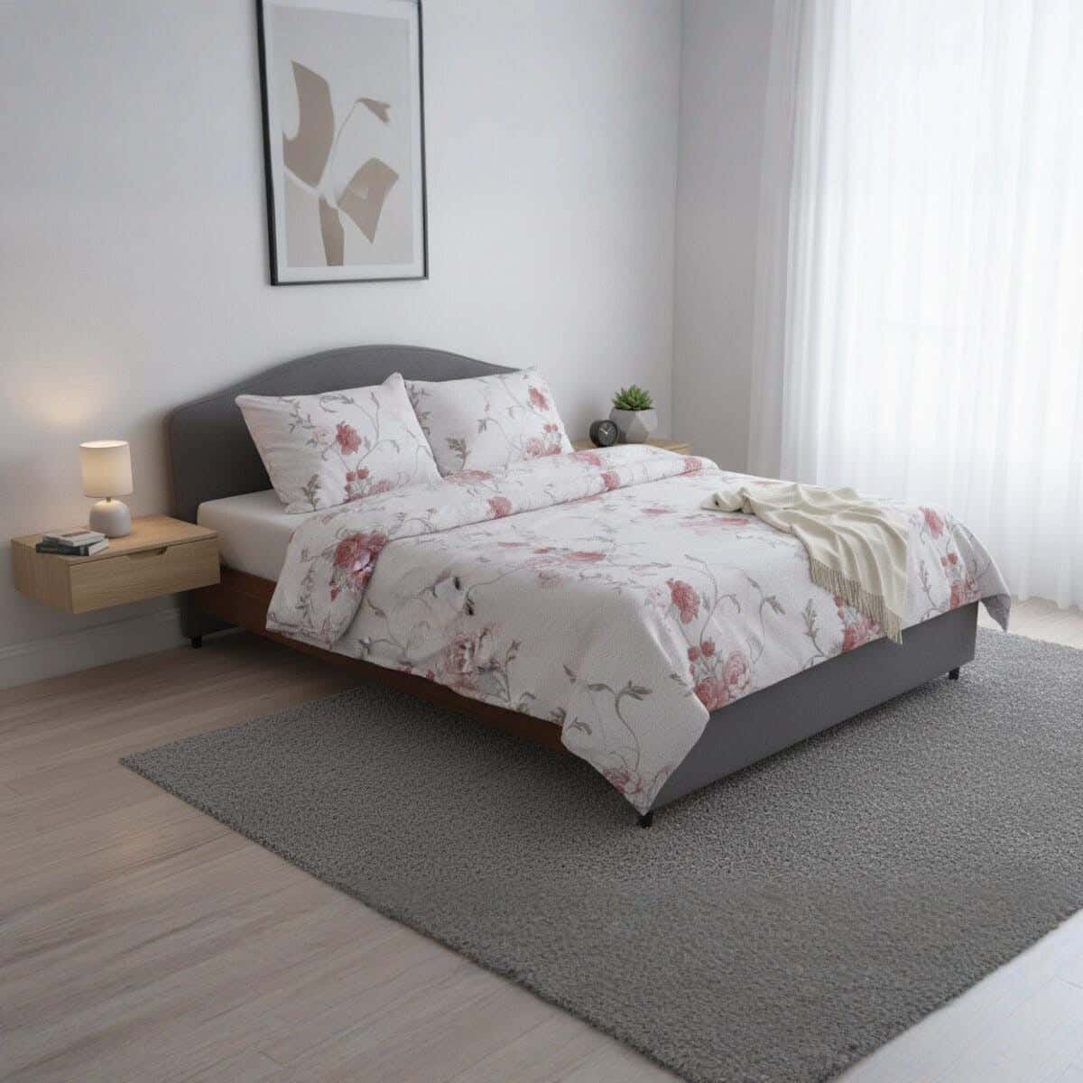 For Furniture Microfiber Bed Sheet Set, 4 Pieces, 240×260 cm, 1900 gm - Multicolor