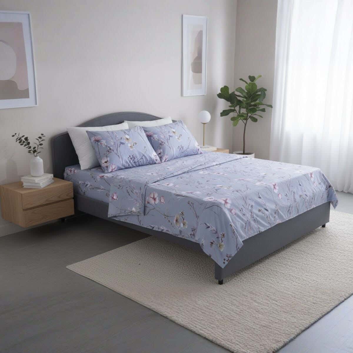 For Furniture Microfiber Bed Sheet Set, 4 Pieces, 240×260 cm, 1900 gm - Multicolor
