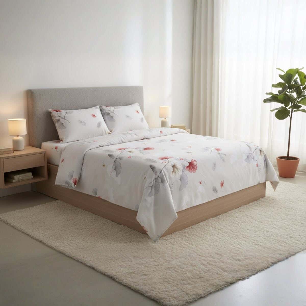 For Furniture Microfiber Bed Sheet Set, 4 Pieces, 240×260 cm, 1900 gm - Multicolor