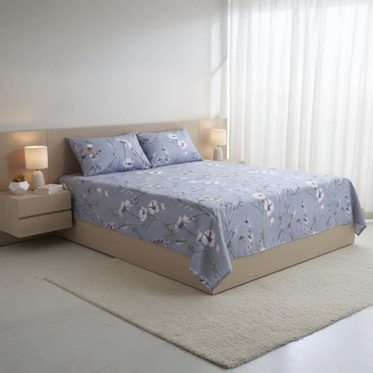 For Furniture Microfiber Bed Sheet Set, 4 Pieces, 240×260 cm, 1900 gm - Light Mauve