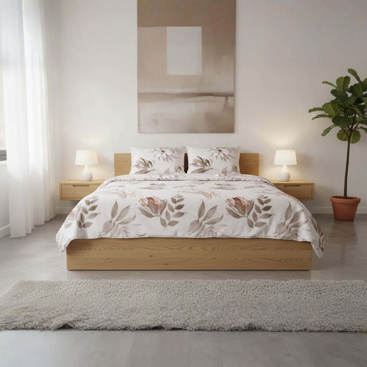 For Furniture Microfiber Bed Sheet Set, 4 Pieces, 240×260 cm, 1900 gm - Beige