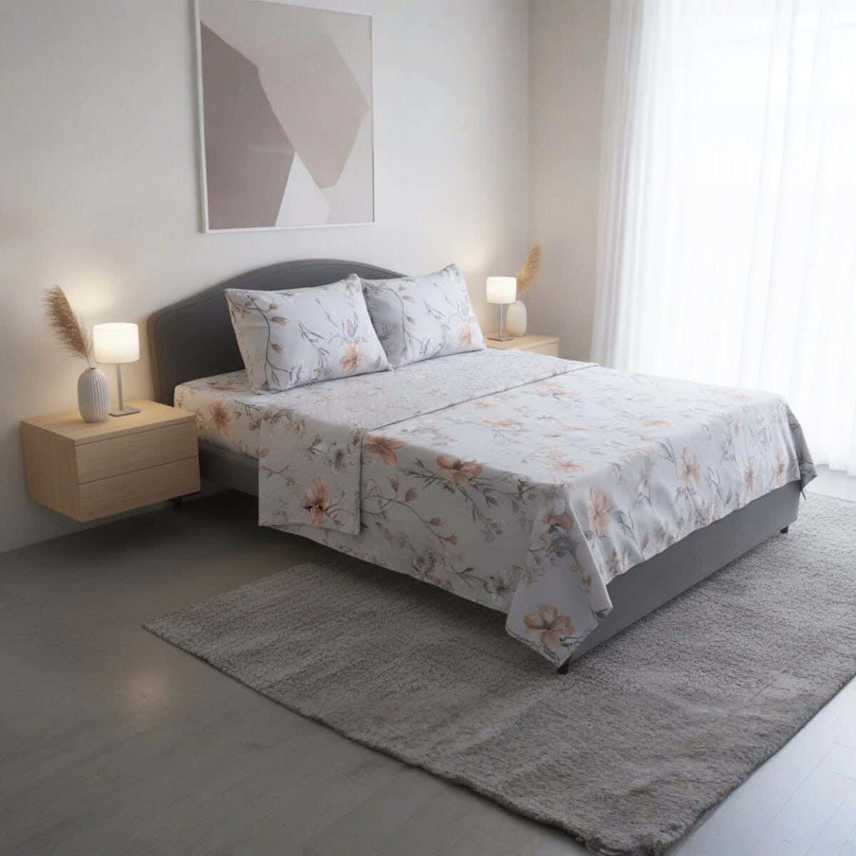 For Furniture Microfiber Bed Sheet Set, 4 Pieces, 240×260 cm, 1900 gm - Multicolor