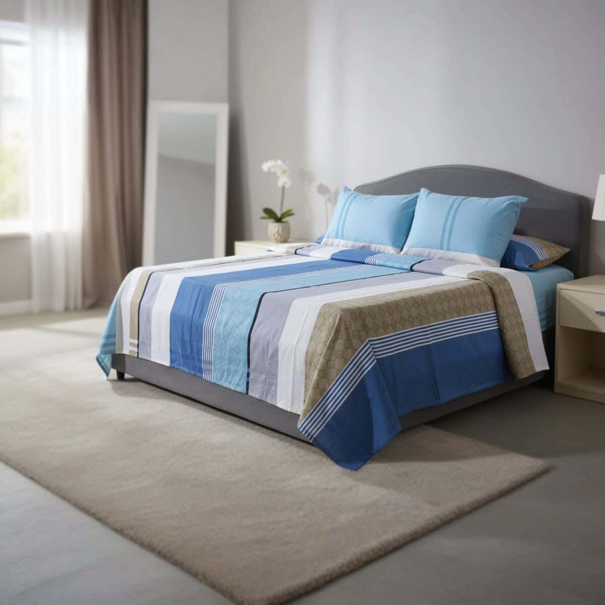 For Furniture Microfiber Bed Sheet Set, 4 Pieces, 240×260 cm, 1900 gm - Multicolor