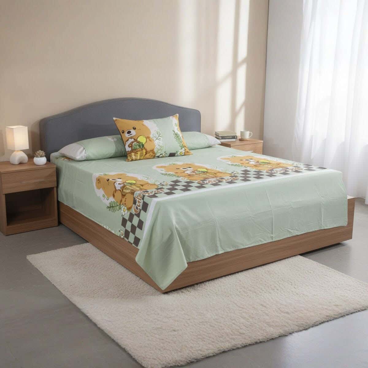 Microfiber Bed Sheet Set, 6 Pieces, 165x235 cm, 1100 gm - Olive