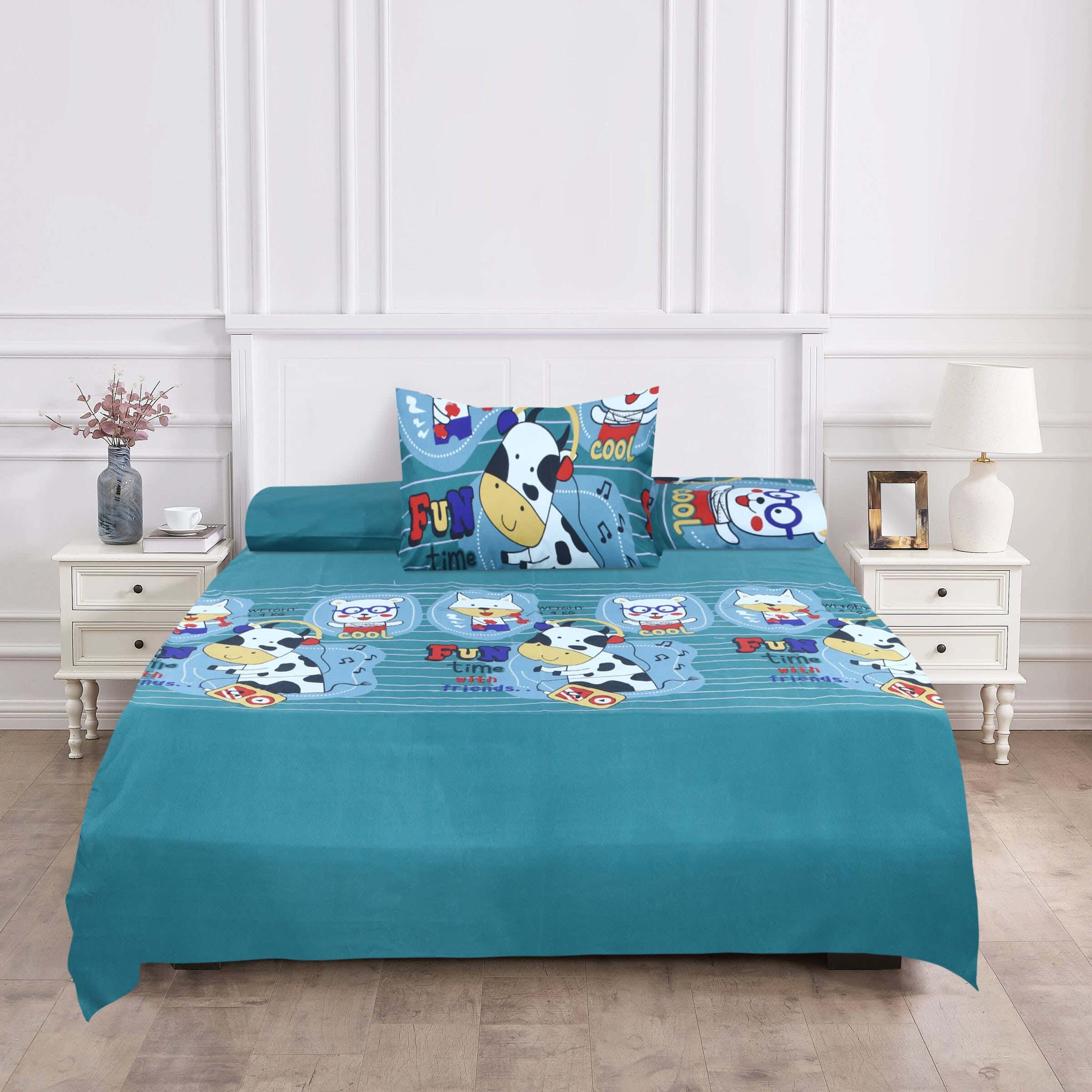 Microfiber Bed Sheet Set, 6 Pieces, 165x235 cm, 1100 gm - Dark Green