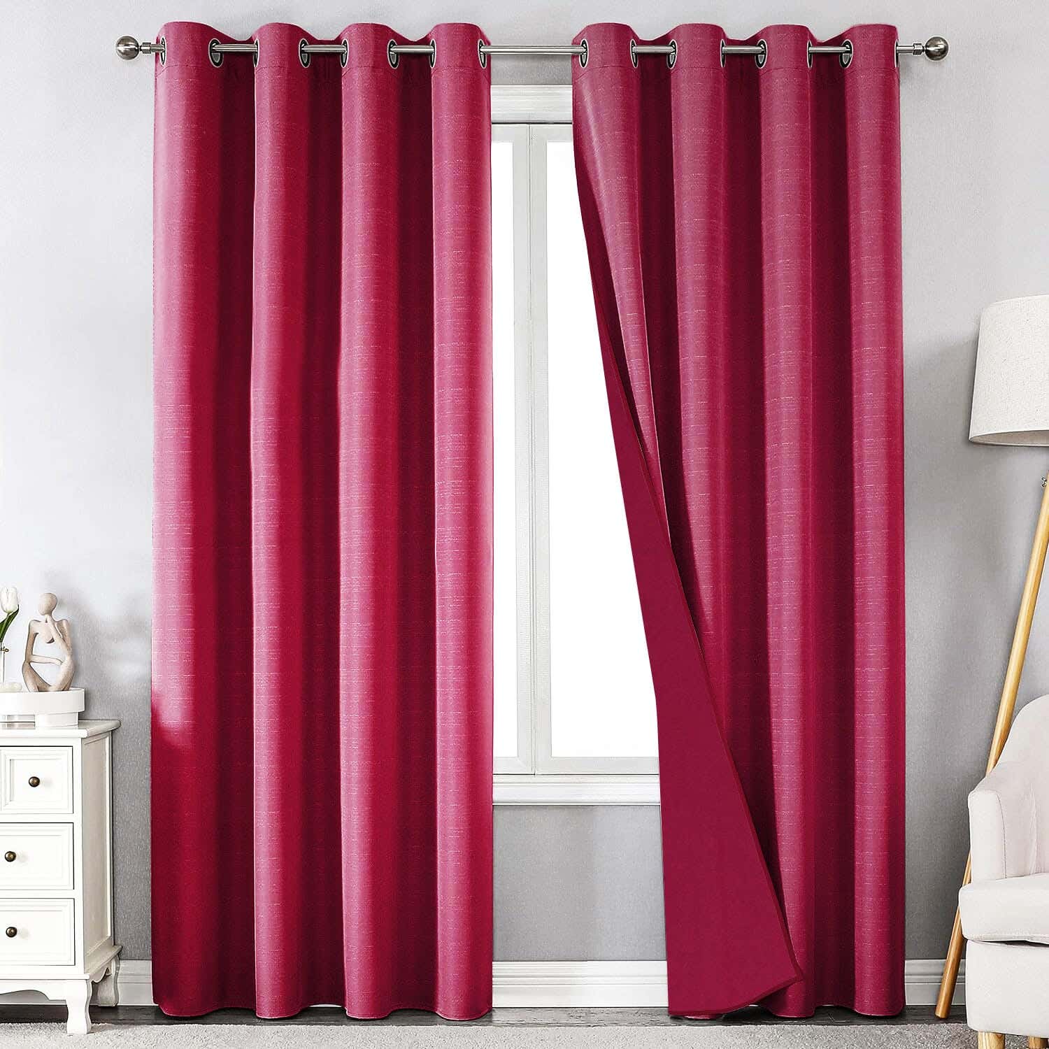 Velvet Plain Curtain With Rings, 135×250 Cm, Approximately 500 grm - Dark Red ( 1 piece )