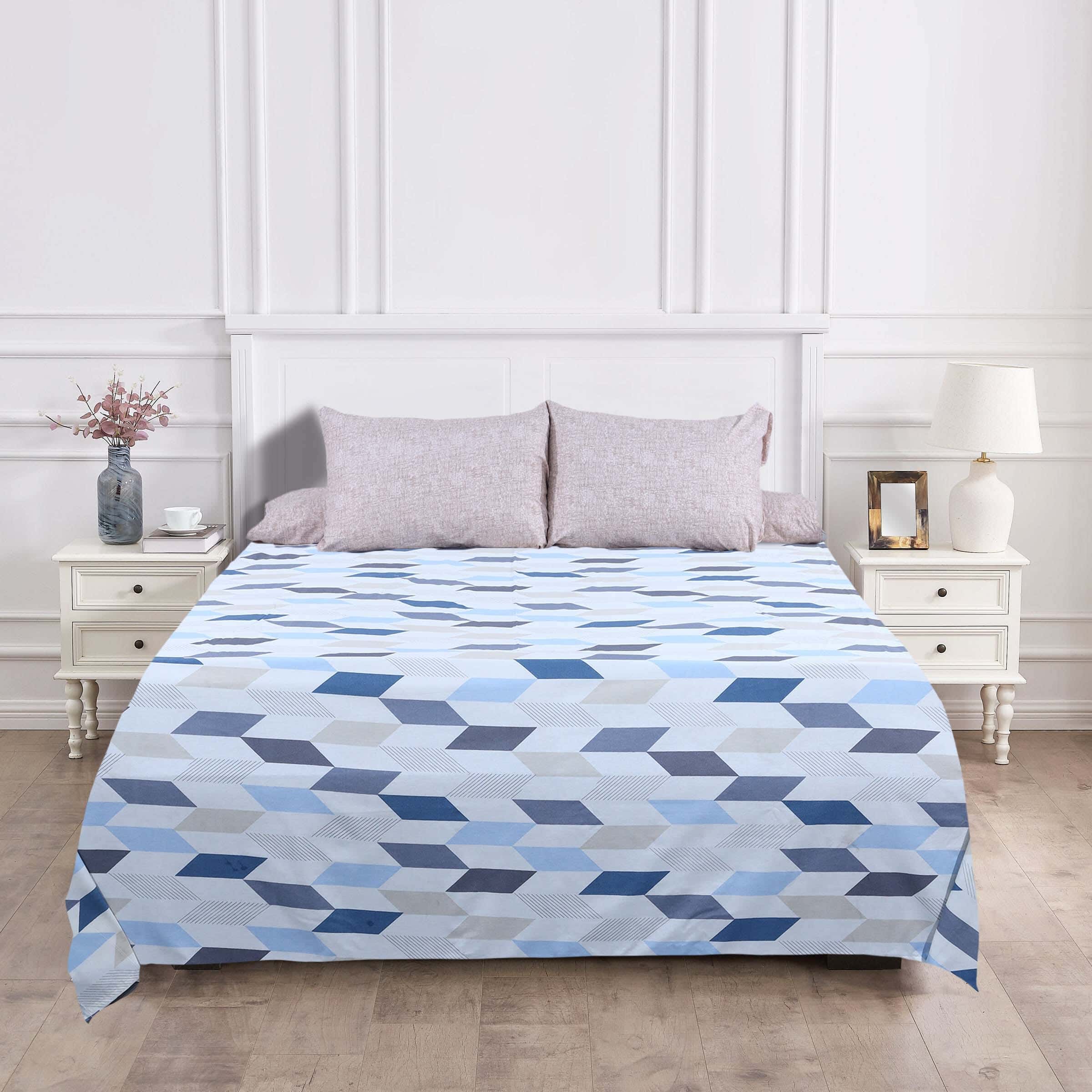 Mivida Cotton Bed Sheet Set, 4 Pieces, 240×260 cm, 1950 gm - Multicolor