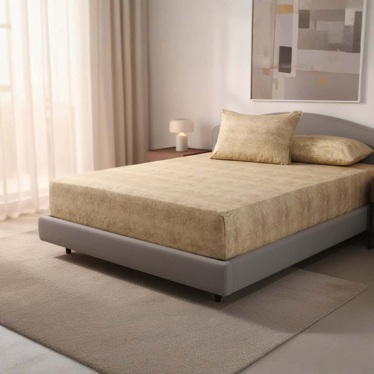 Lili Cotton Elastic Bed Sheet Set, 6 Pieces, 200x120cm, 1650 gm - Coffee