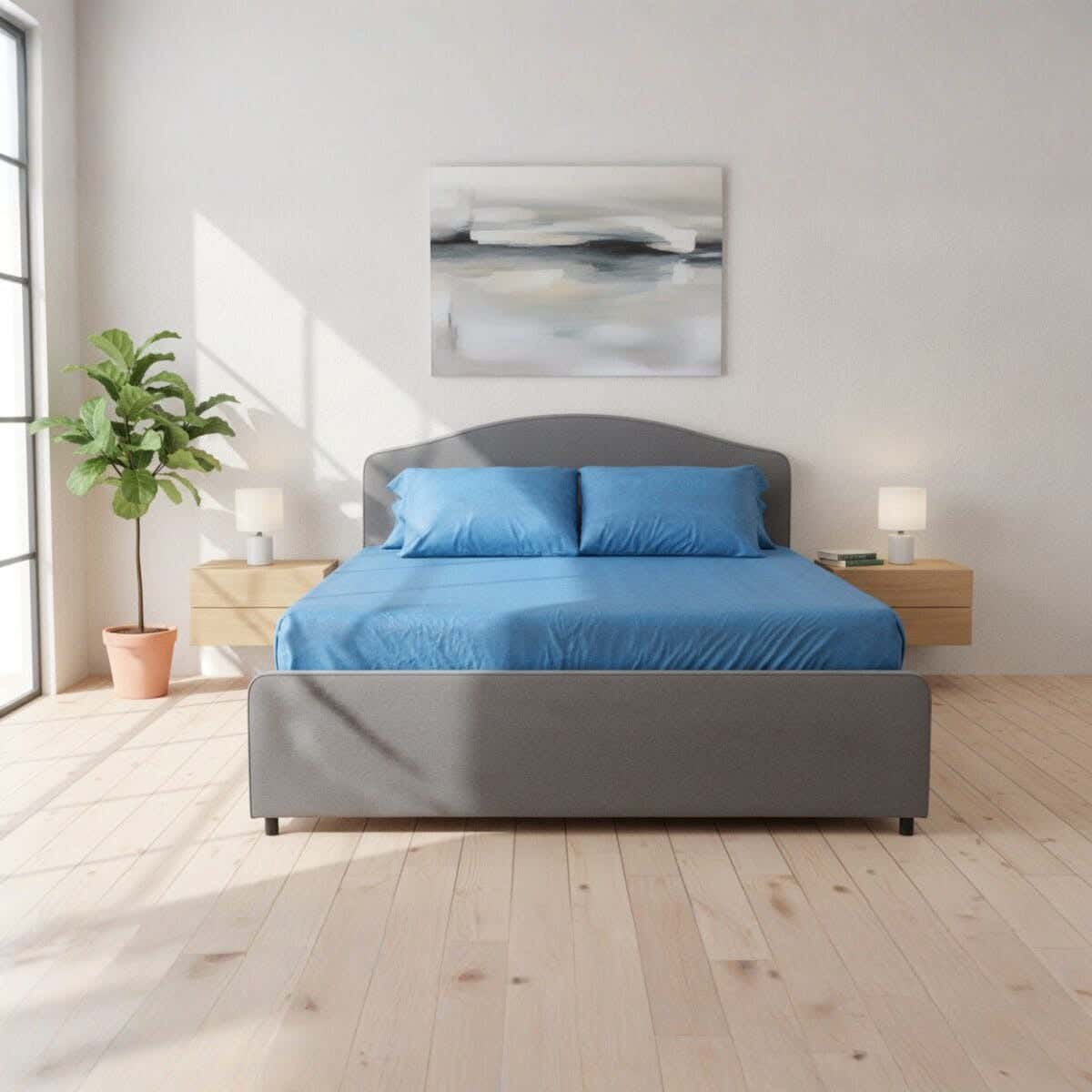 Lili Cotton Bed Sheet Set, 4 Pieces, 160×200 cm, 1150 gm - Petrol